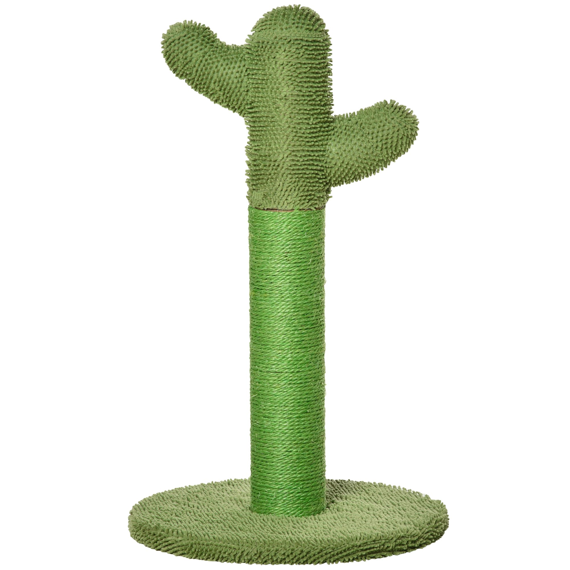 PawHut Griffoir pour chat d'intérieur en forme de cactus, arbre à chat en sisal résistant avec base, 40 x 40 x 65 cm, vert