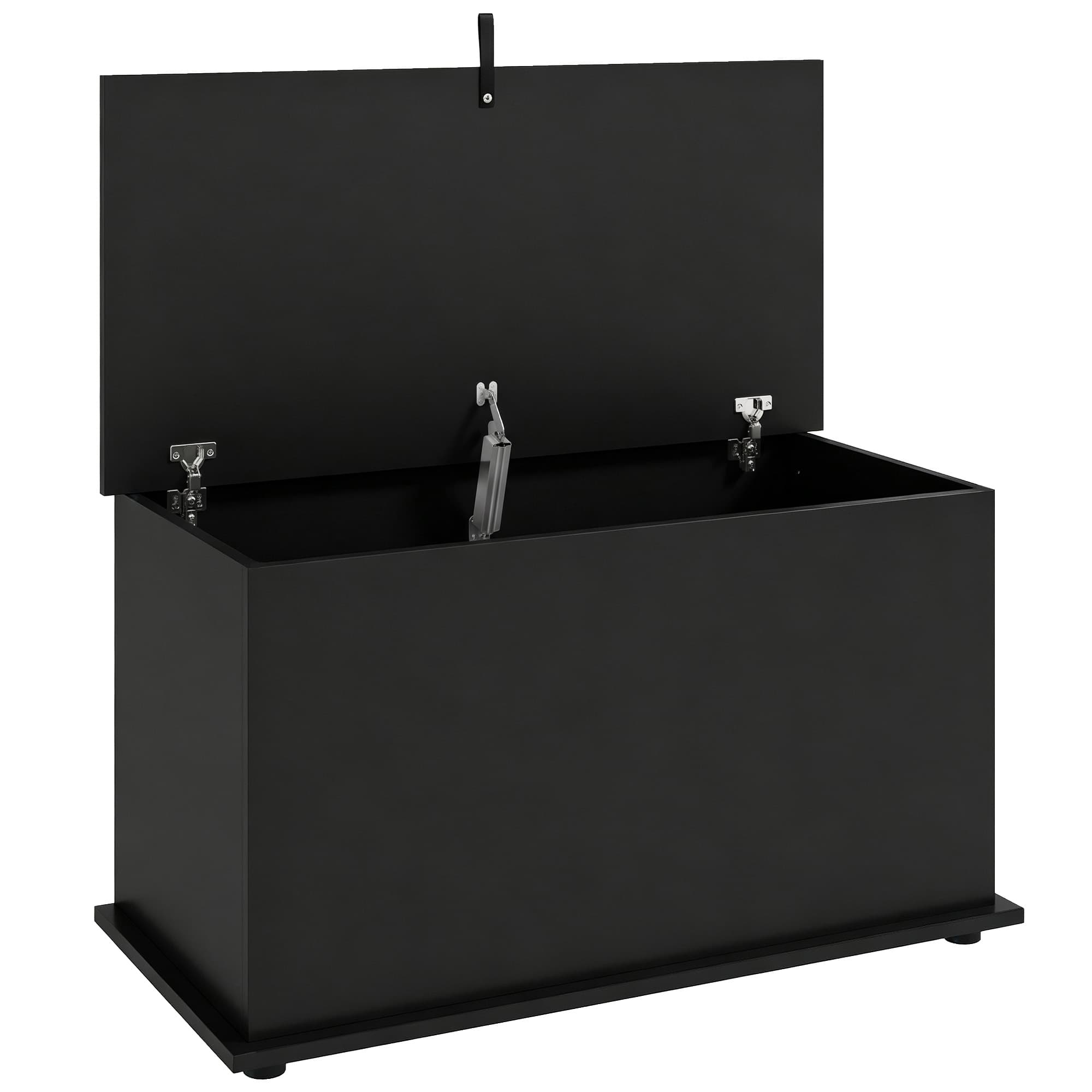 HOMCOM Coffre de Rangement, Banc de Rangement avec Couvercle Rabattable et Charnières de Sécurité, 80 x 40 x 45 cm, Noir