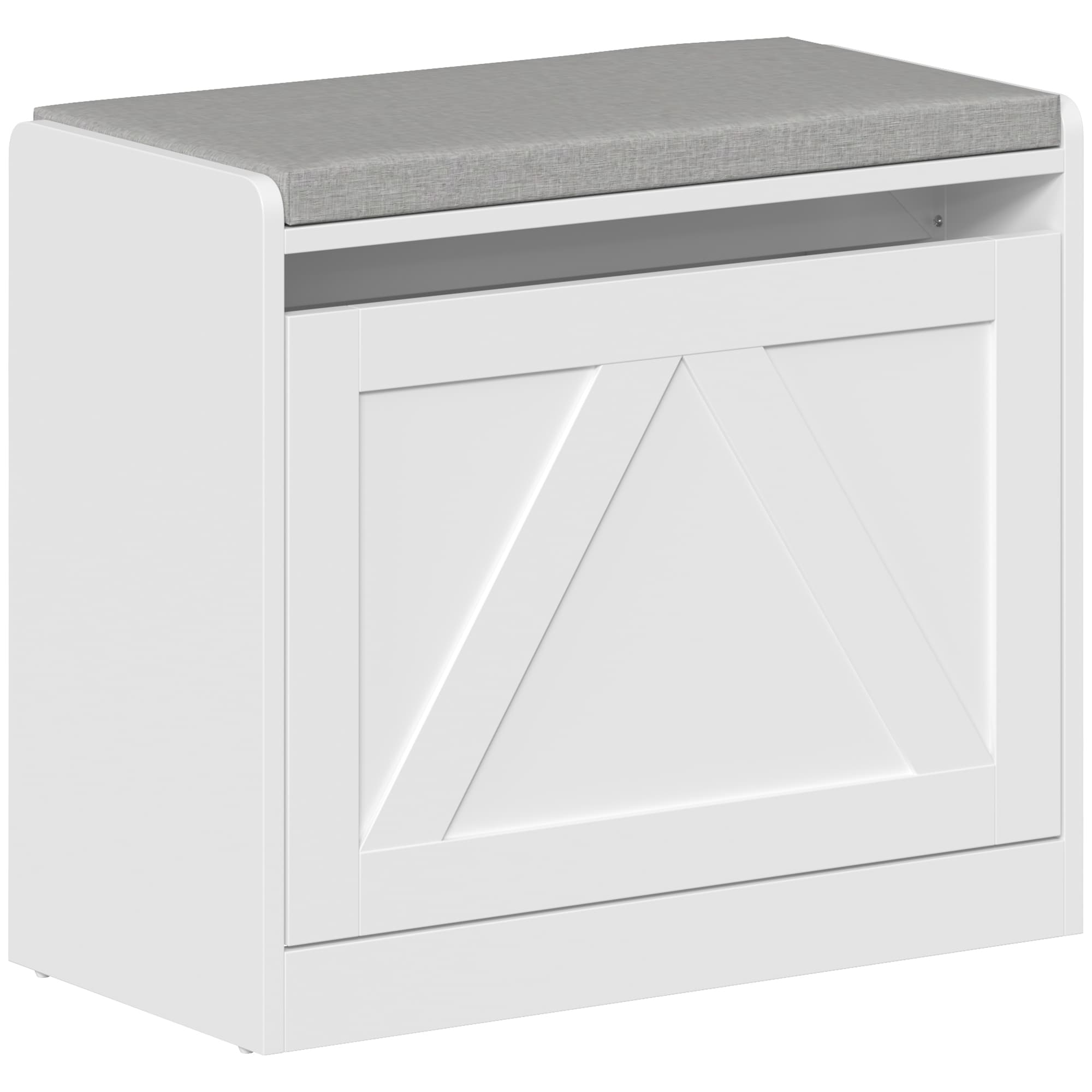 HOMCOM Banc à chaussures avec tiroir abattant, 60x30x52 cm, Blanc
