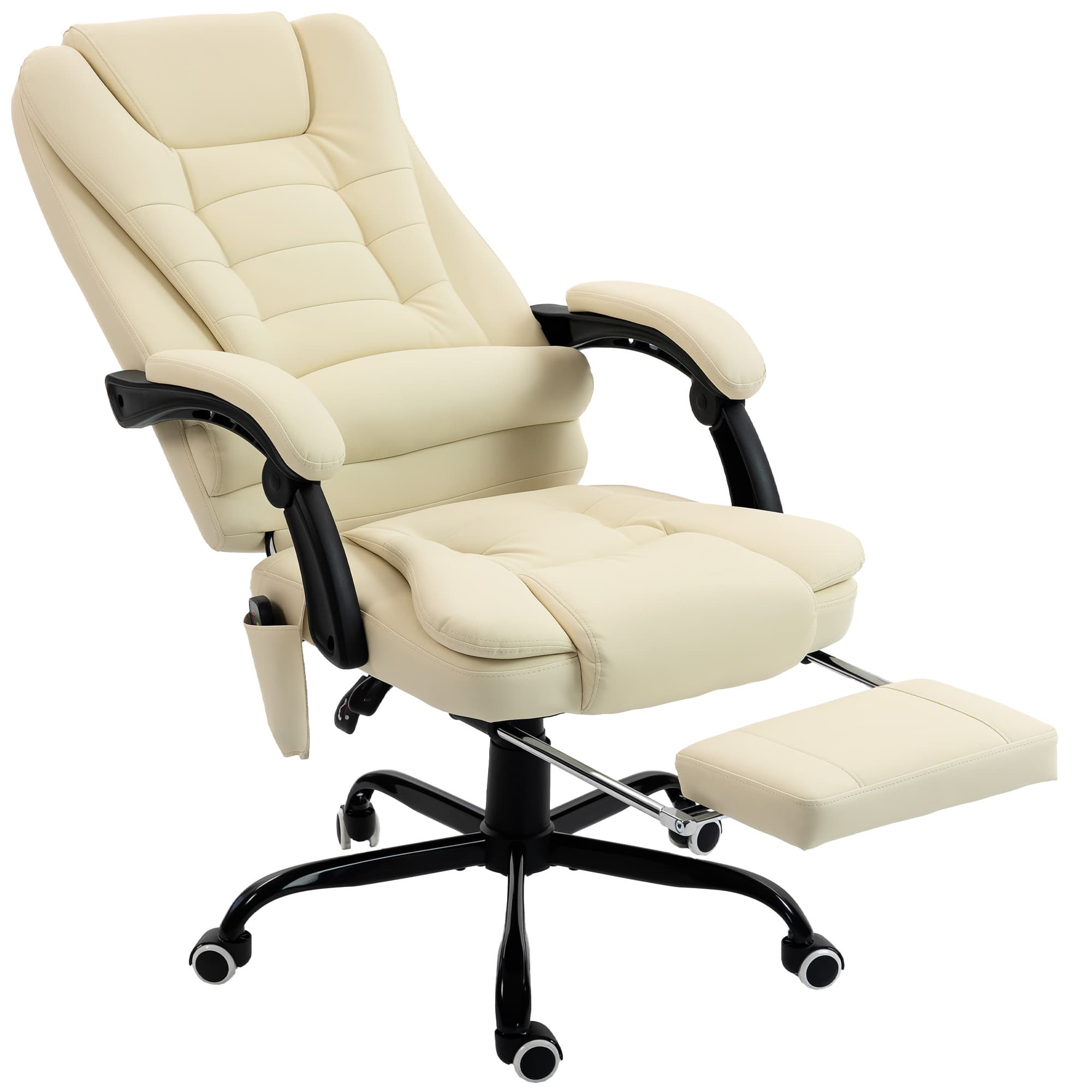 Vinsetto Fauteuil de bureau massant, chaise de bureau avec hauteur réglable, dossier inclinable et télécommande filaire, beige