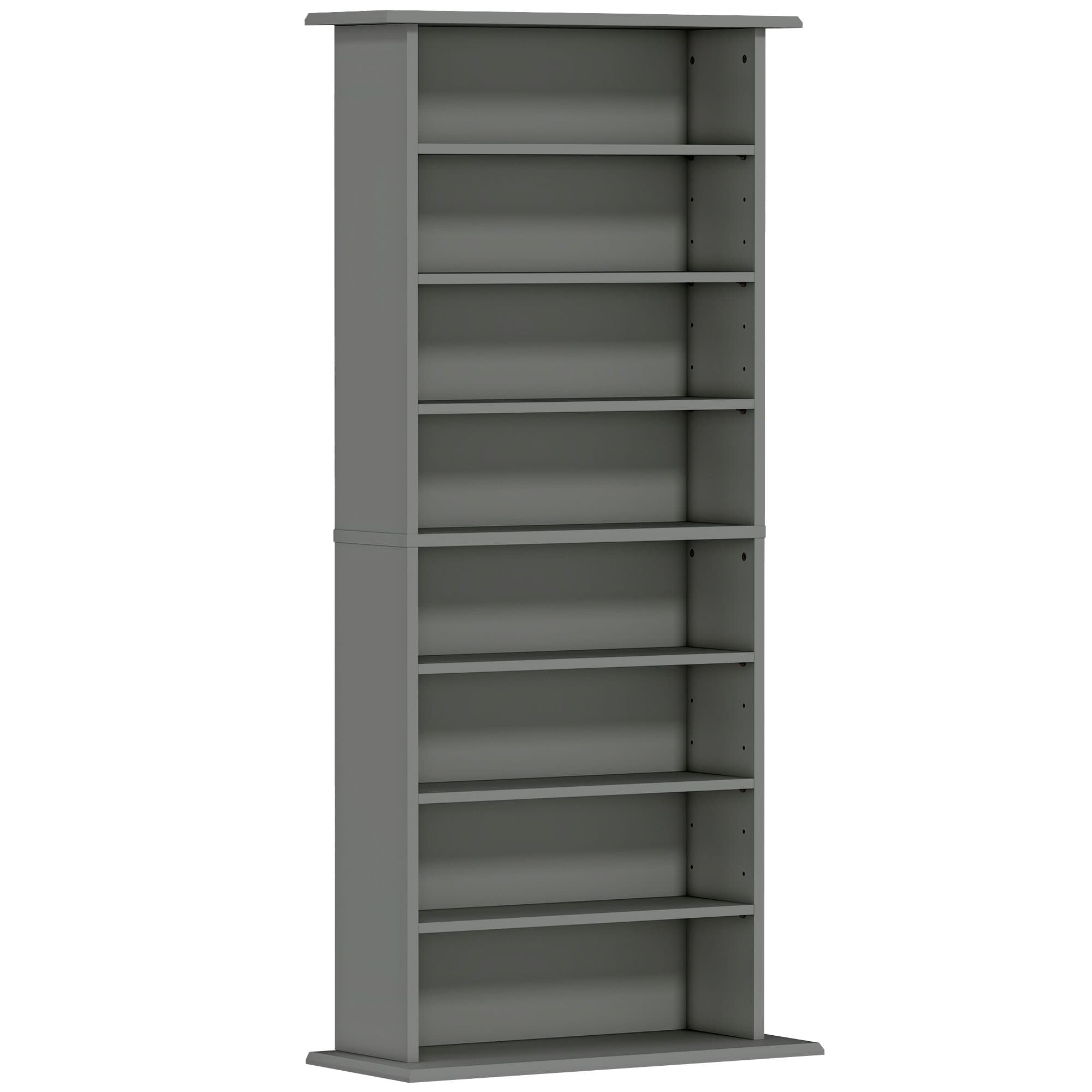HOMCOM Rangements pour CD et DVD avec 8 compartiments et 6 étagères réglables, capacité max. 360 CD/185 DVD et Blu-ray, gris