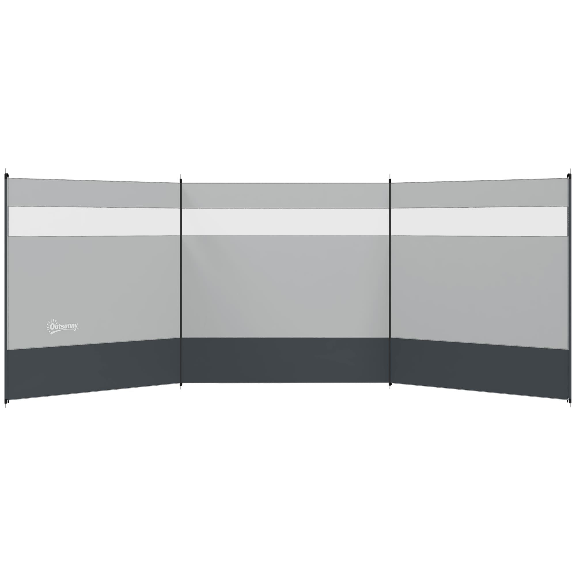 Outsunny Paravent brise-vent de camping portable pliable avec sac de transport et poteaux en acier dim. 440 cm x 140 cm gris clair