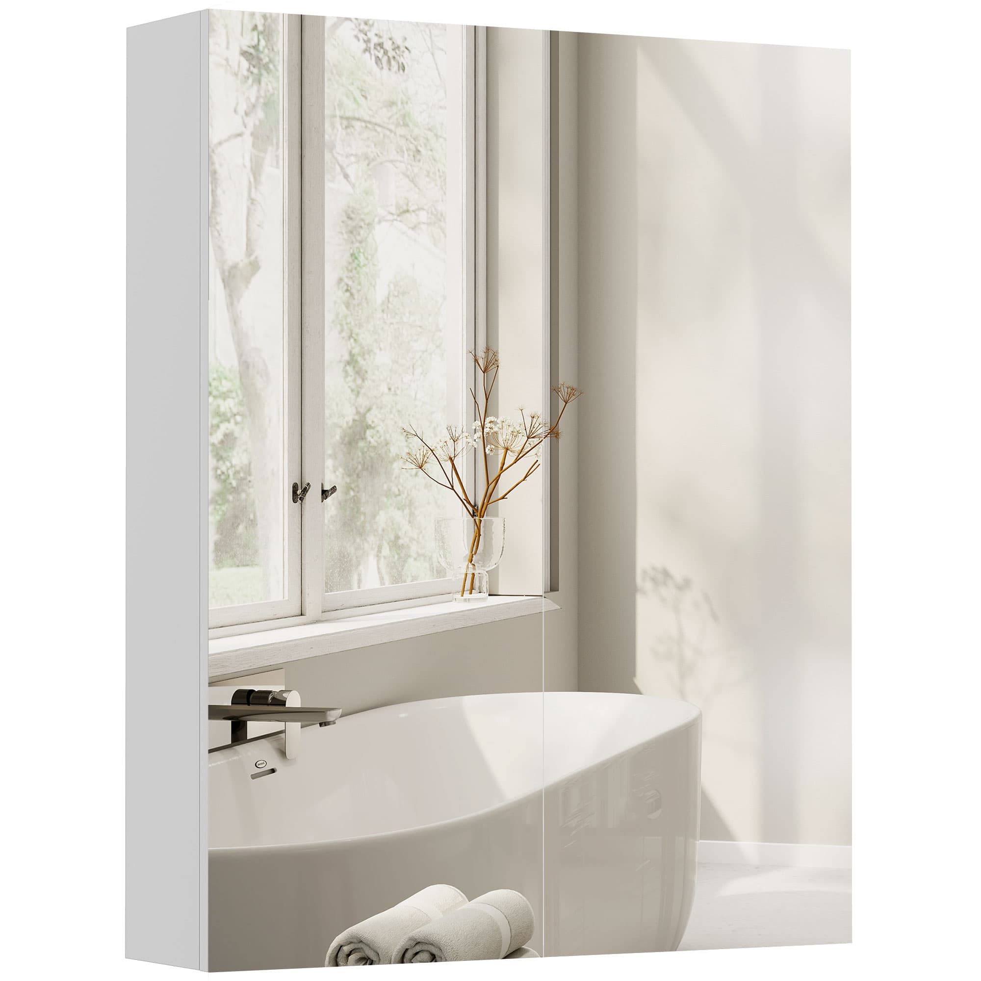 HOMCOM Armoire miroir de salle de bain armoire murale de toilette MDF Blanc dim. 60L x 15l x 76H cm