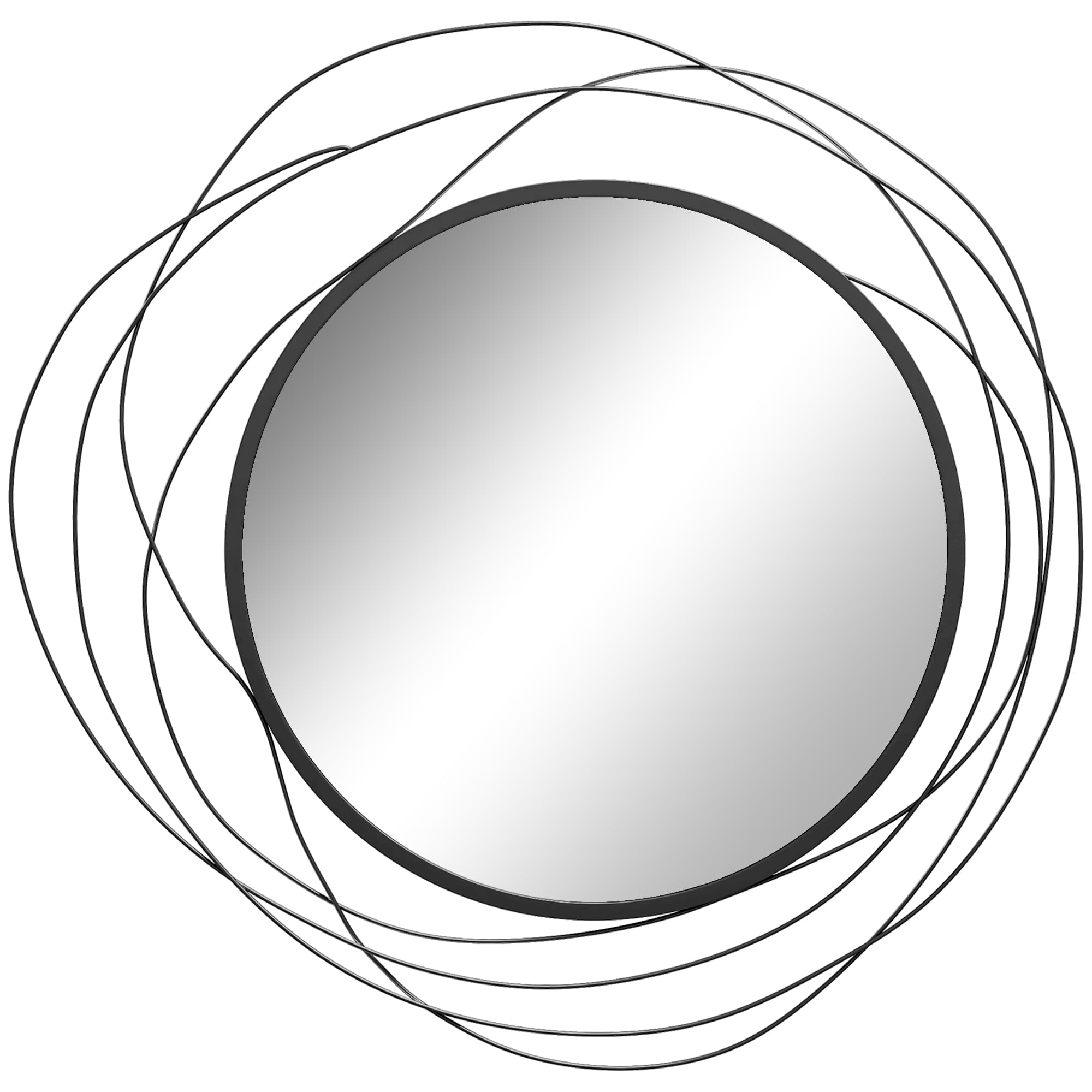 HOMCOM Miroir rond en métal filaire noir, décoration style moderne, diamètre Φ65 cm