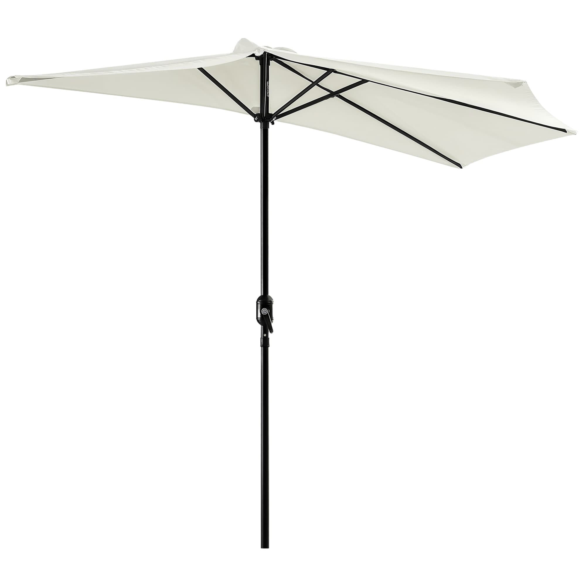 Outsunny Demi parasol, parasol de balcon 5 entretoises aluminium polyester 2,69L x 1,38l x 2,36H m crème