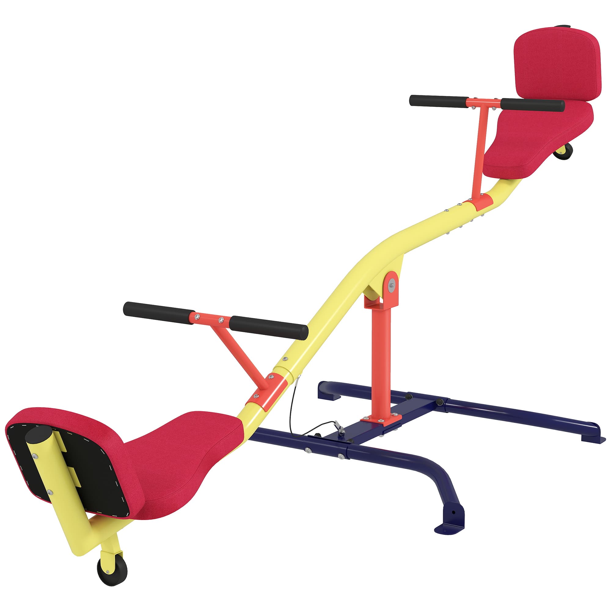 AIYAPLAY Balançoire à bascule pour enfant 3 à 12 ans, trébuchet rotatif 360°, sièges rembourrés avec dossiers, multicolore