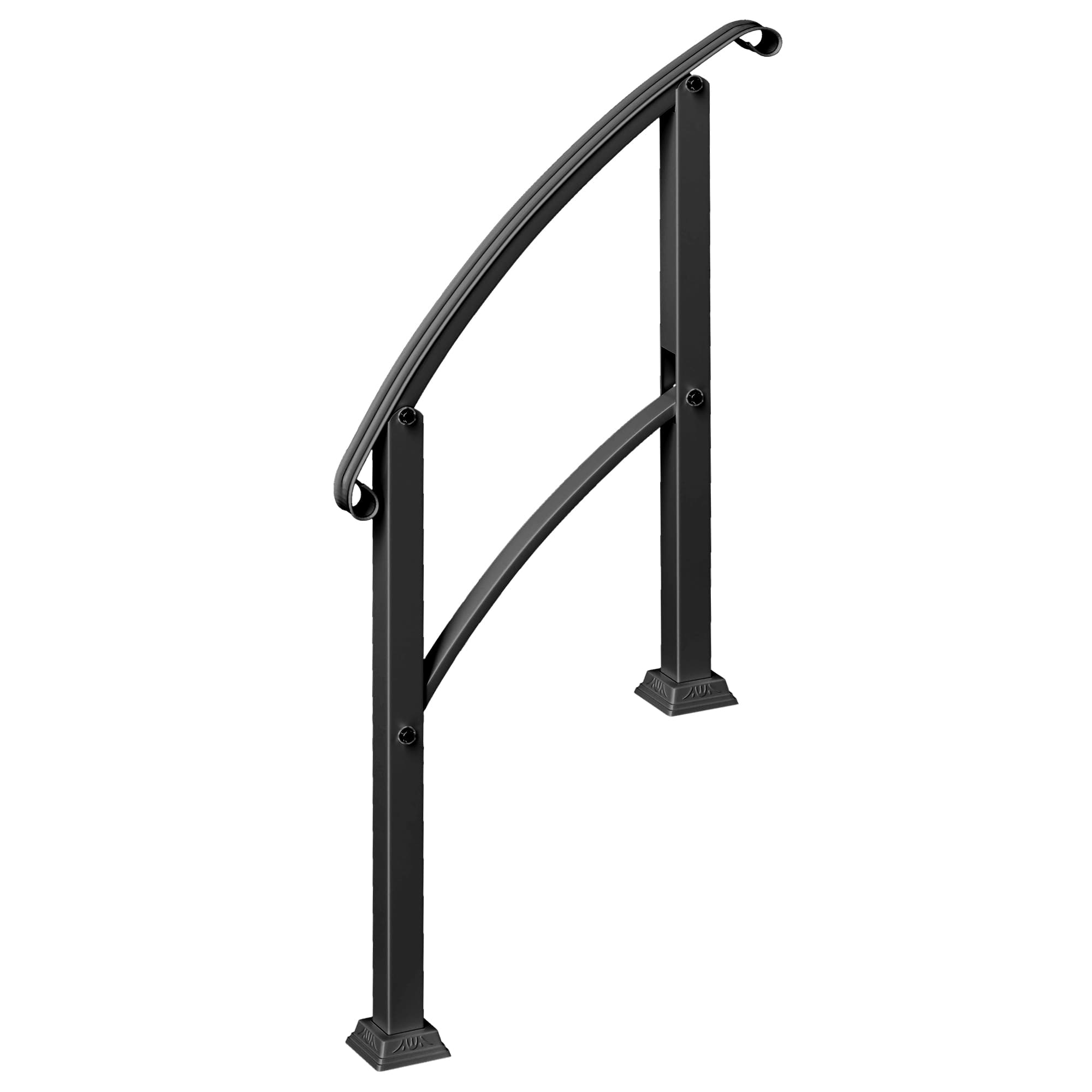 Outsunny Rampe d'escalier 1 à 3 marches garde-corps pour escalier réglable 0-45° avec kit d'installation 71 x 8 x 148 cm noir