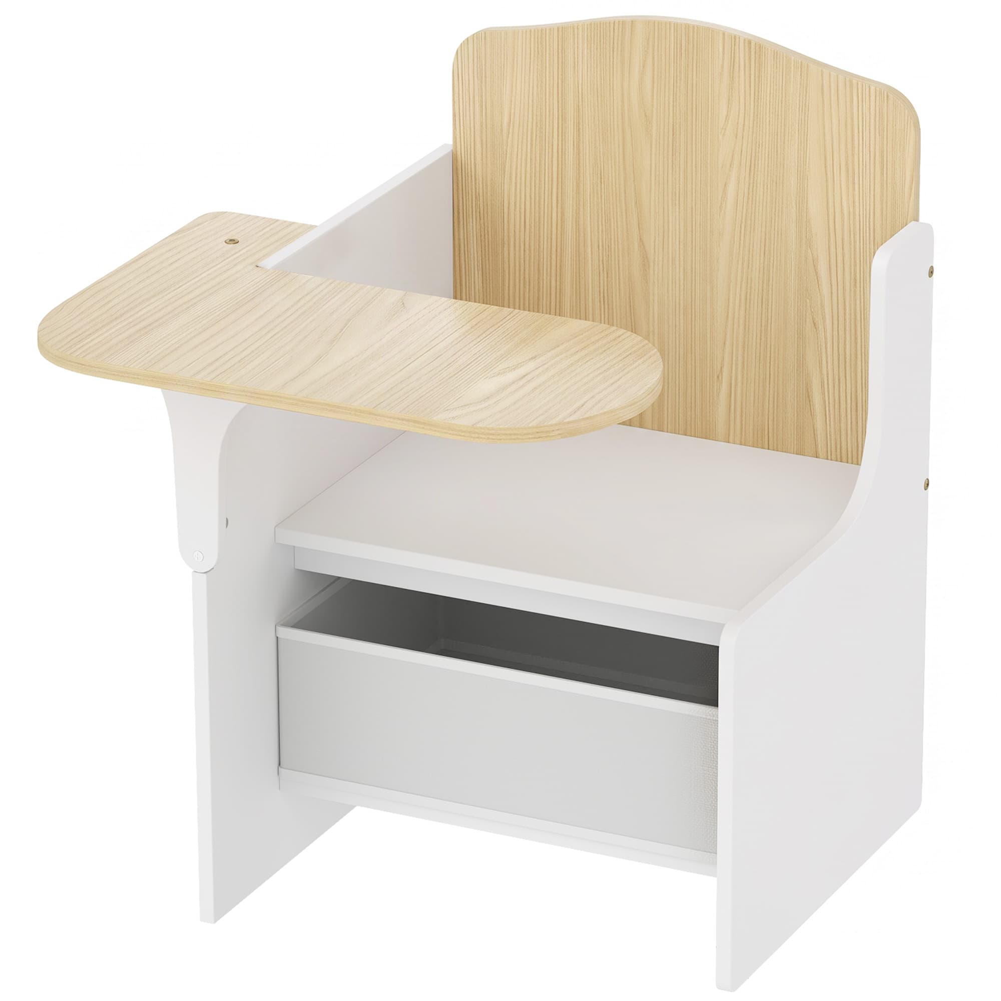 AIYAPLAY Bureau et chaise pour enfants avec bac de rangement, ensemble table d'activité 2-en-1 pour dessin lecture et jeux, blanc