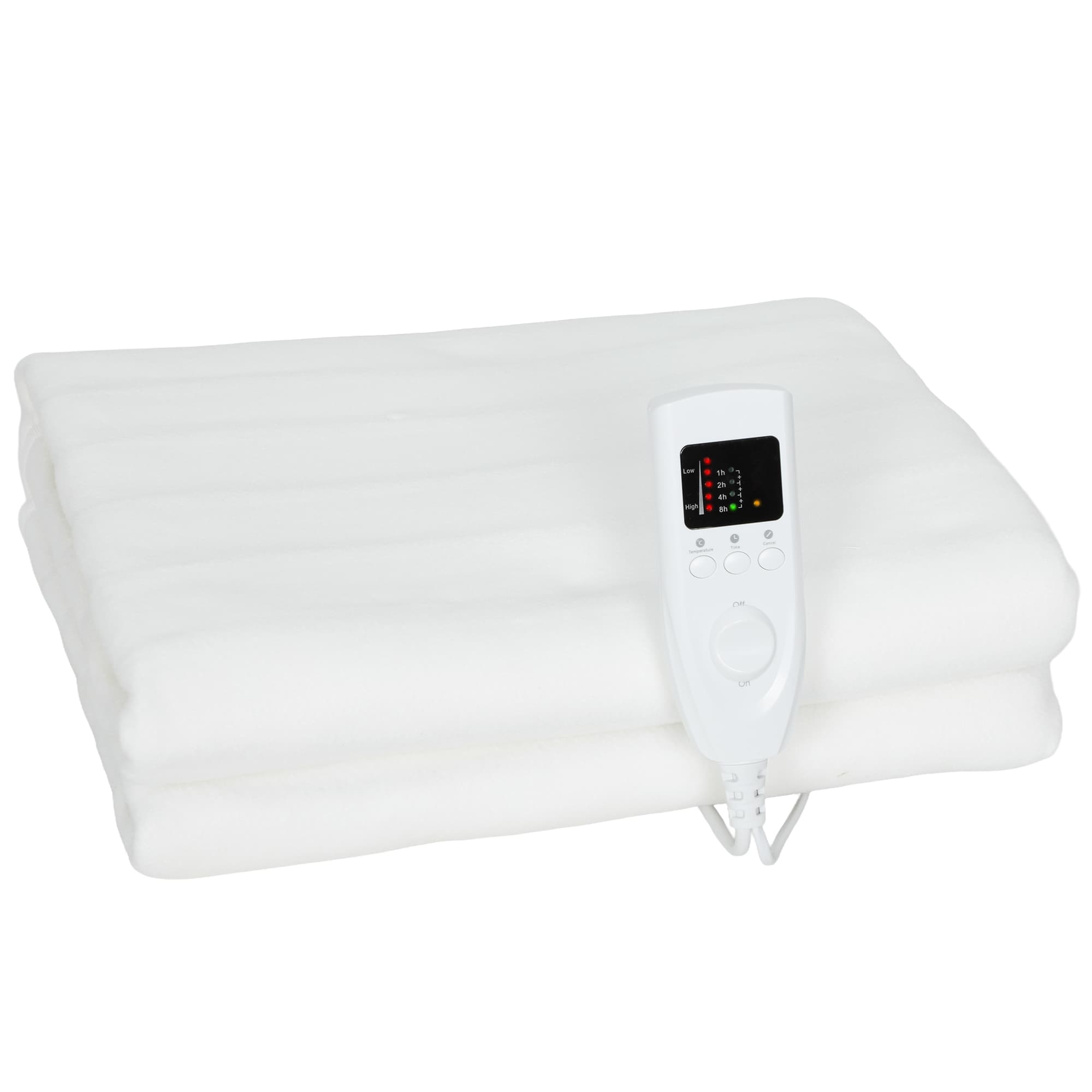 HOMCOM Couverture chauffante, plaid chauffant avec double commande, 5 niveaux de chauffage, minuterie 10H, 160x140cm, blanc