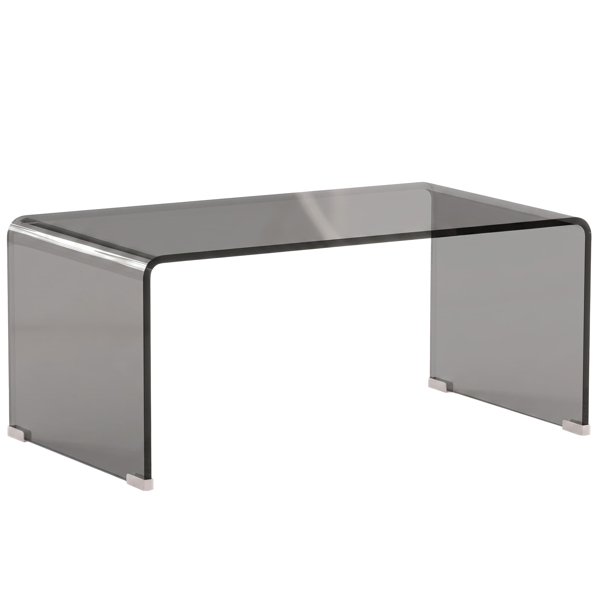 HOMCOM Table Basse en Verre, Table de Salon Rectangulaire Design Moderne avec Bords Arrondis Sûrs, Gris Clair Transparent