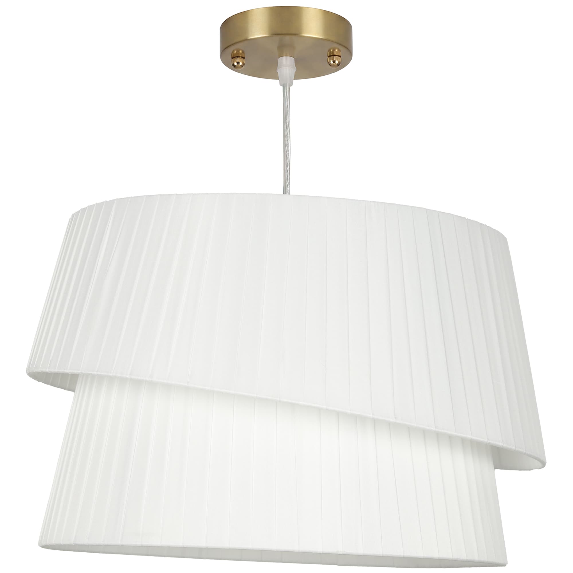 HOMCOM Suspension Luminaire Élégante à Double Abat-Jour, Rosace Dorée, Câble Réglable, Ampoule Non Incluse E14 40 W, Blanc