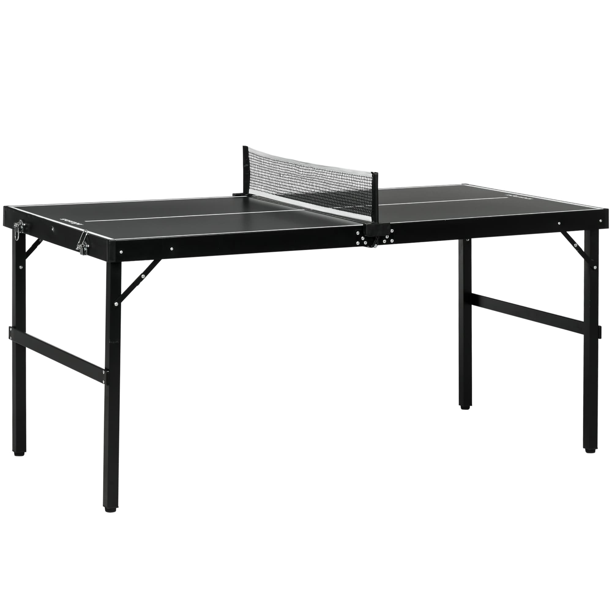 SPORTNOW Mini table de ping pong pliable table de ping-pong d'intérieur avec filet, balles, poignée, 152 x 76 x 72 cm noir