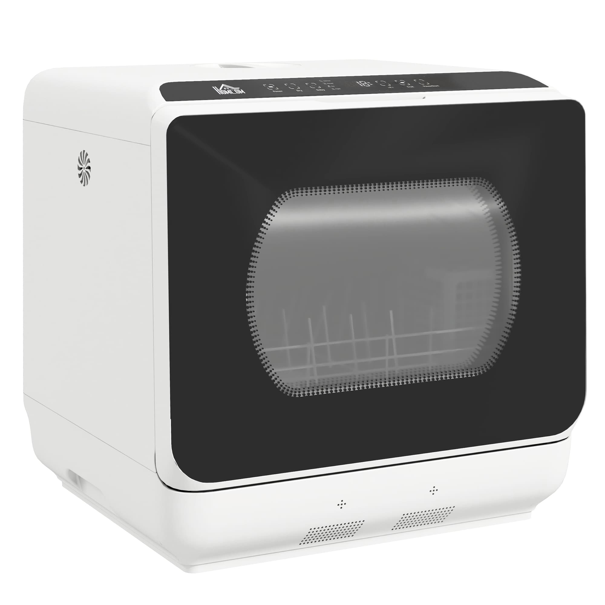 HOMCOM Mini lave-vaisselle 4 couverts 5 programmes réservoir d'eau 6L commande tactile affichage LED 45 x 44 x 45,8 cm blanc