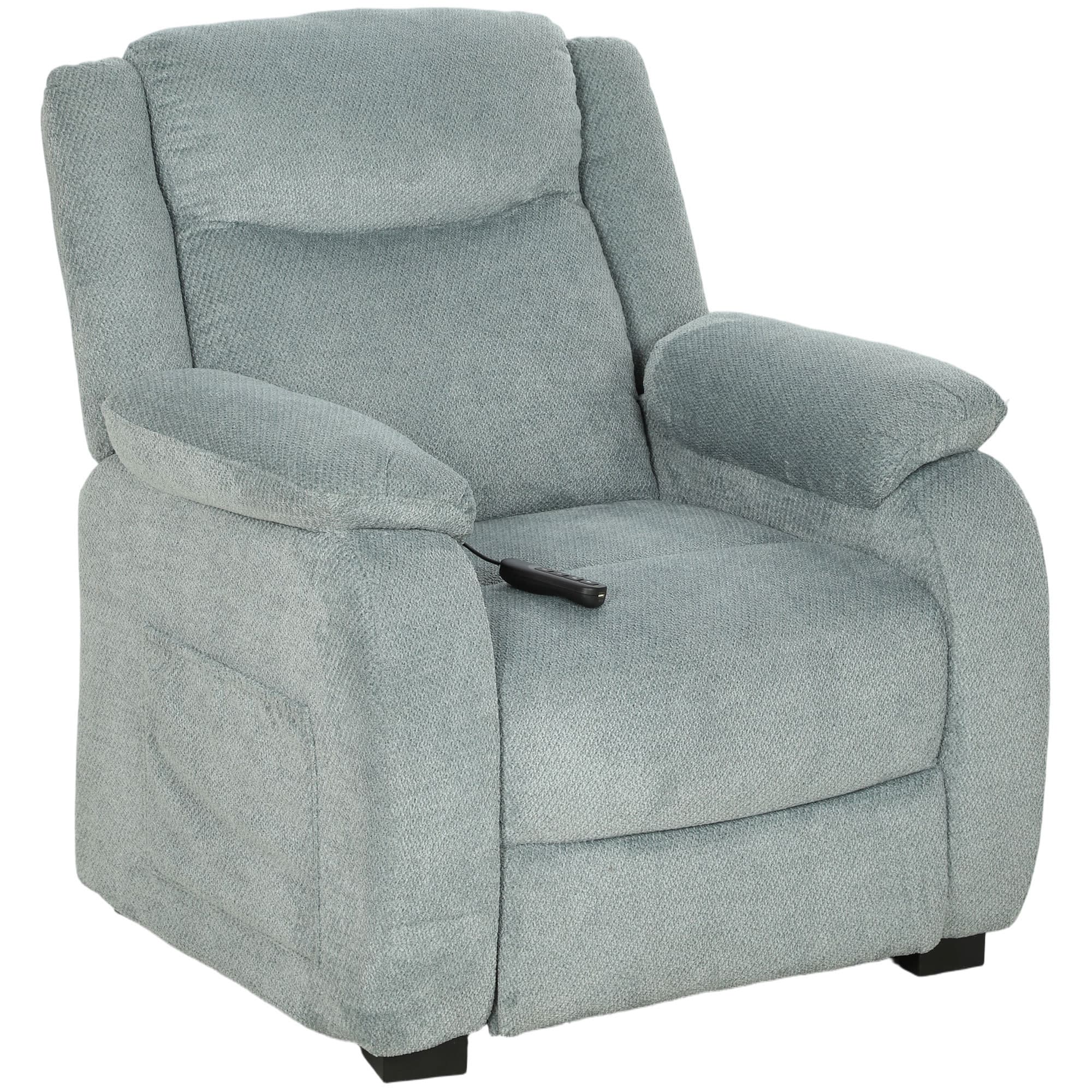 HOMCOM Fauteuil Inclinable Électrique avec Télécommande et USB, Tissu Lin, Vert