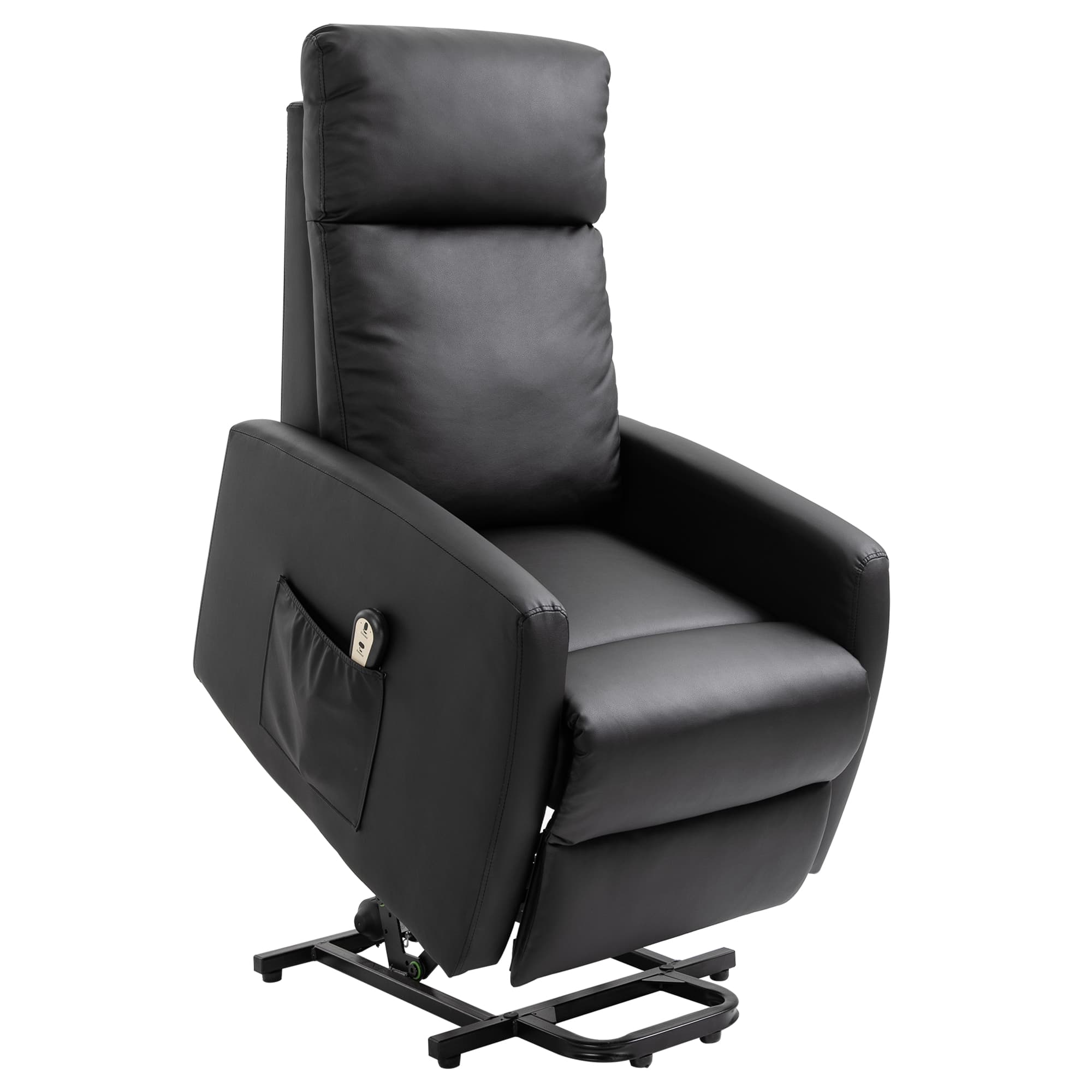 HOMCOM Fauteuil releveur électrique inclinable avec repose-pied ajustable et télécommande revêtement synthétique noir