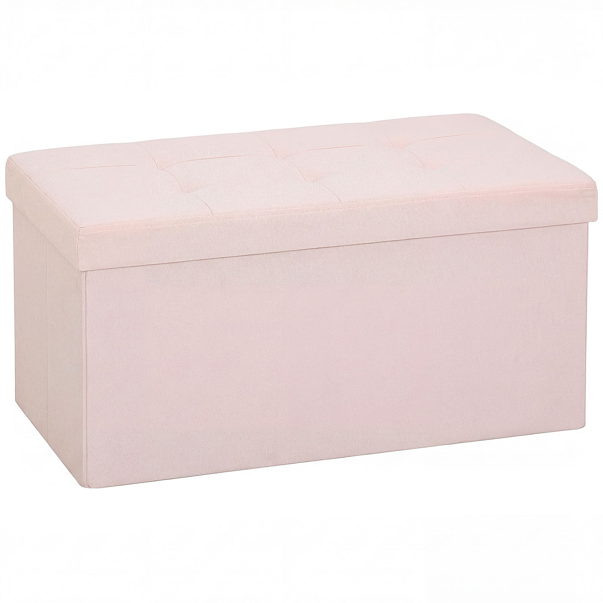 HOMCOM Banc de Rangement, Pouf de Rangement Pliable, Bout de Lit, Repose-Pieds avec Couvercle, 76L x 38l x 38H cm, Rose