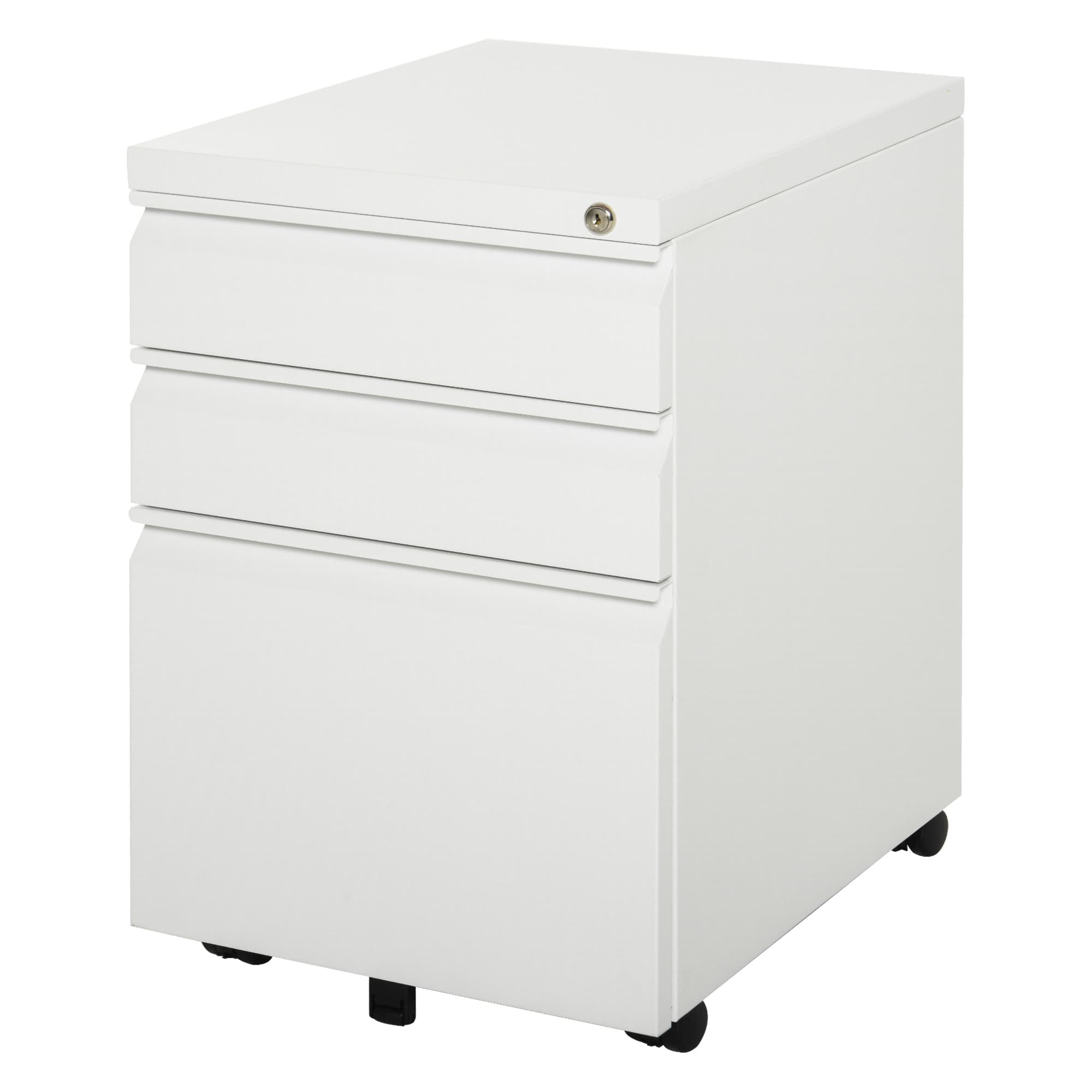Vinsetto HOMCOM Caisson de bureau mobile rangement bureau sur roulettes 3 tiroirs verrouillables 39 x 48 x 60 cm blanc