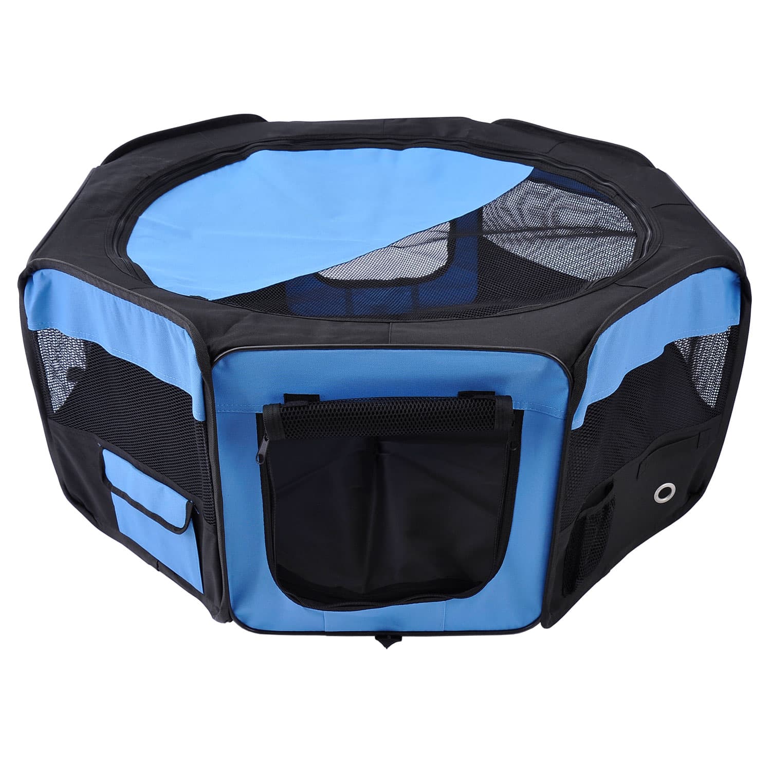 PawHut Parc pliable pour chiens et chats Enclos portable pour petits animaux Tissu Oxford imperméable Ø90x41 cm Bleu