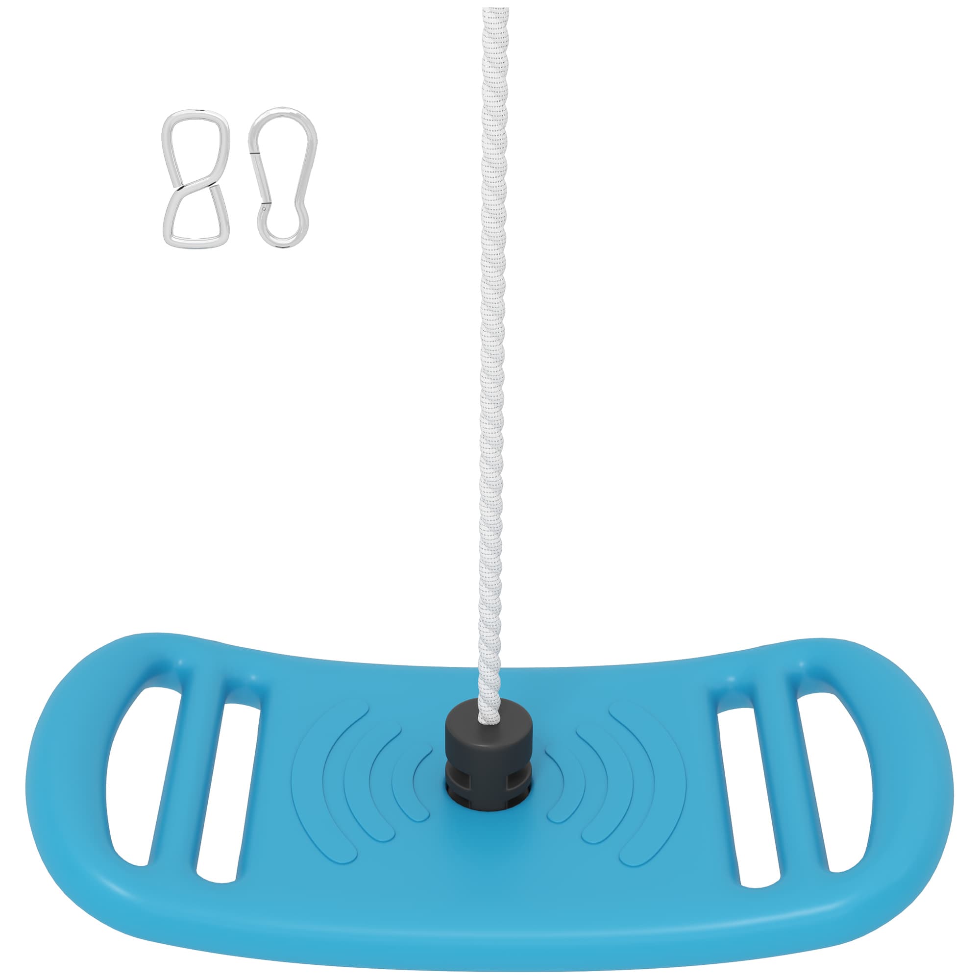 AIYAPLAY Balançoire enfant extérieur et intérieur avec corde réglable, mousqueton, charge max. 70 kg, bleu