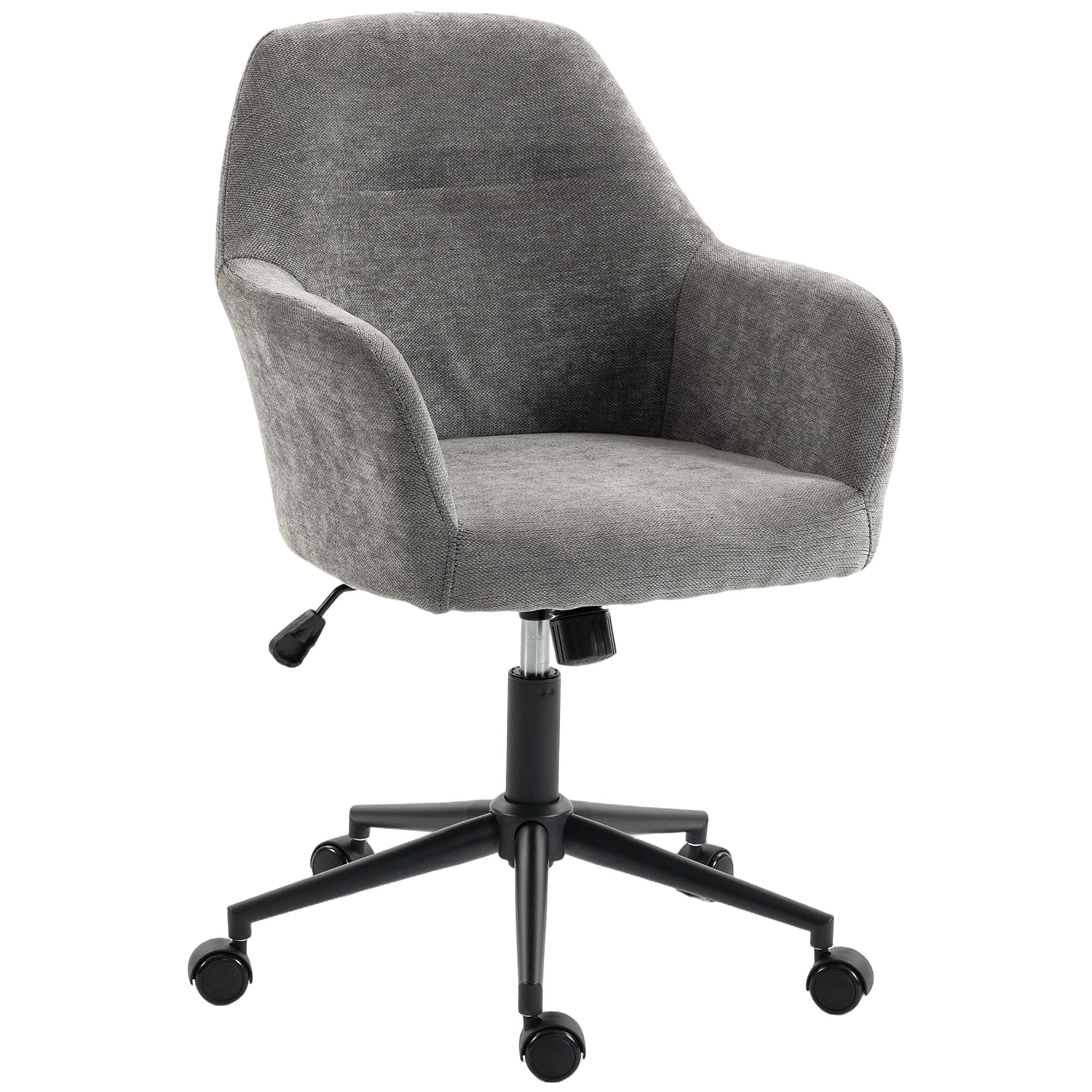HOMCOM Chaise Bureau Ergonomique, Fauteuil de Bureau en Chenille avec Hauteur Réglable, Fonction Bascule, Gris
