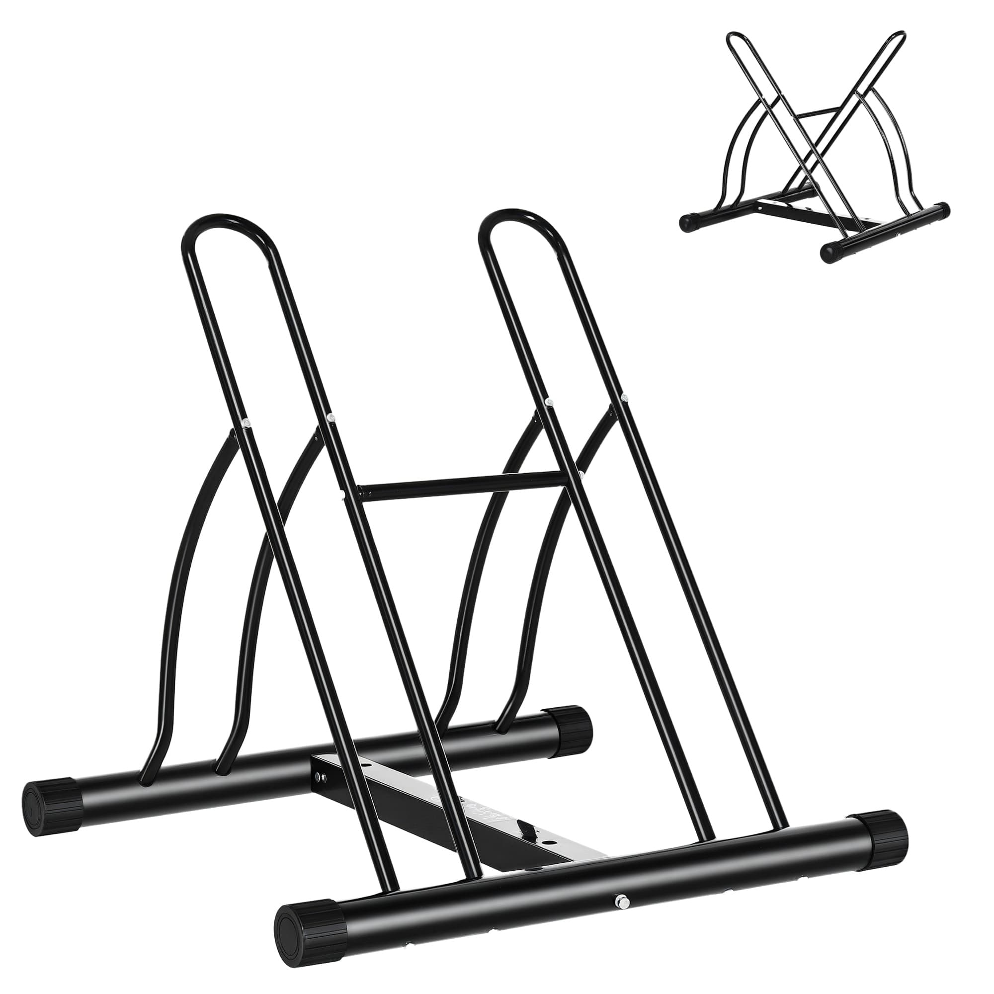 HOMCOM Râtelier 2 vélos modulable dim. 54L x 60l x 57H cm acier époxy noir