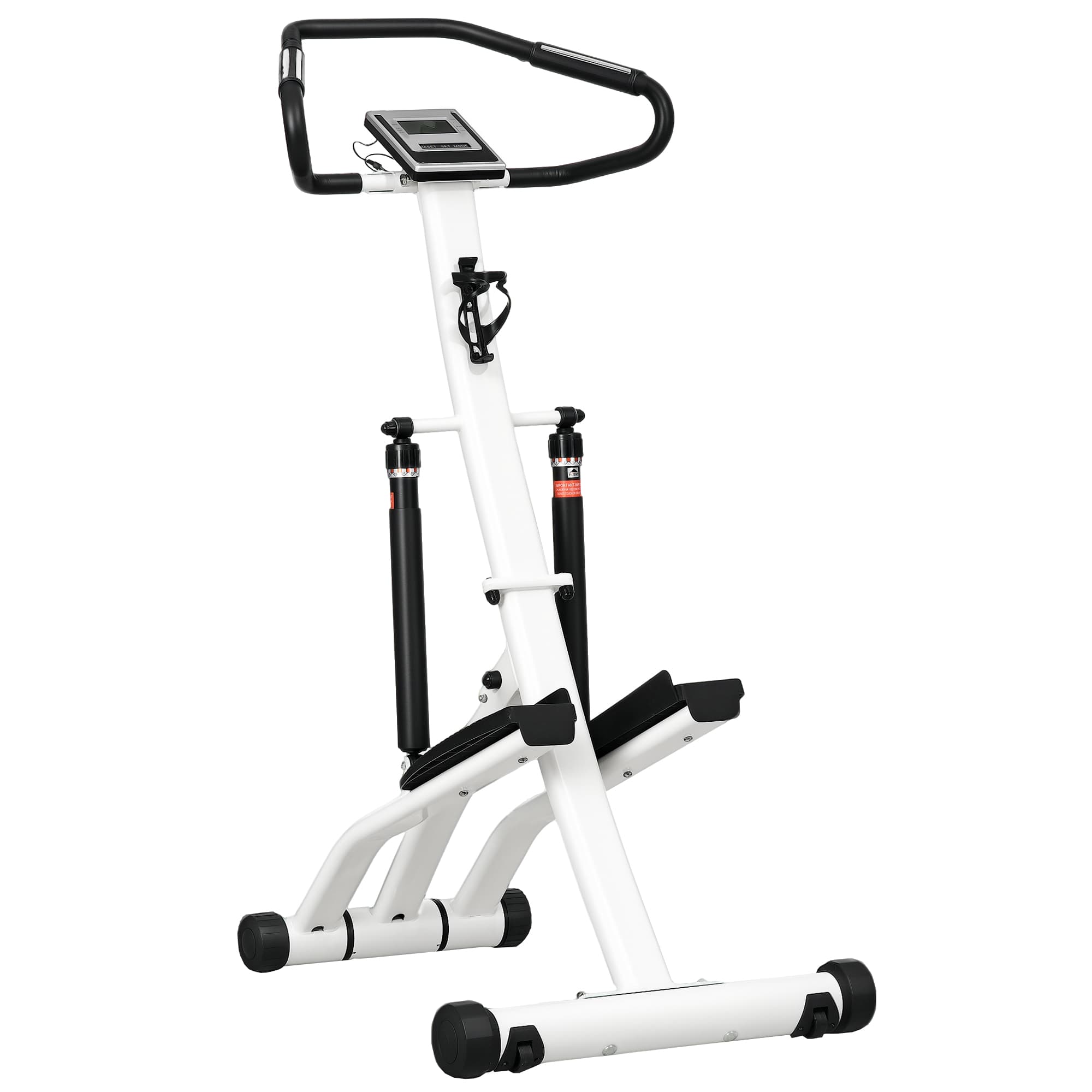 SPORTNOW STEPPER avec 12 niveaux de résistance, affichage LCD, 2 roues, 80 cm x 61 cm x 134 cm, Blanc + Noir