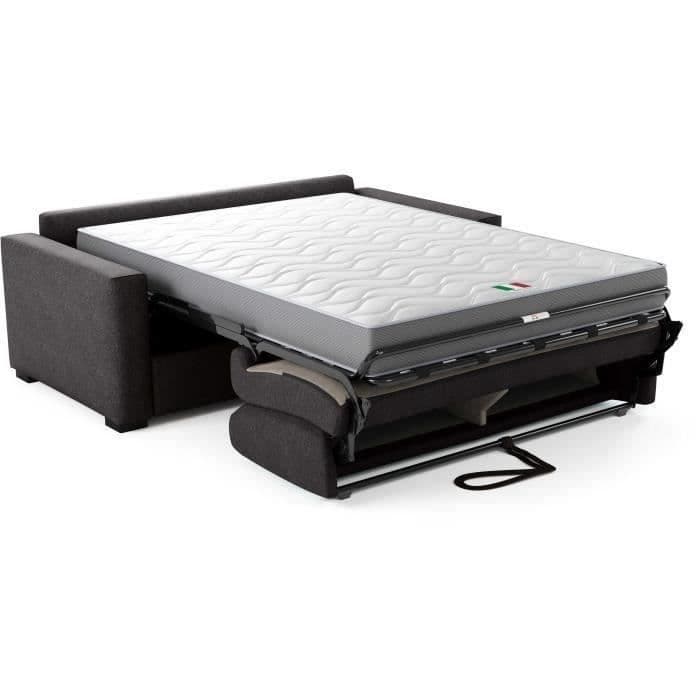 Canapé convertible express JOHN - 3 places - Tissu anthracite - 190 x 100 x 87 cm
