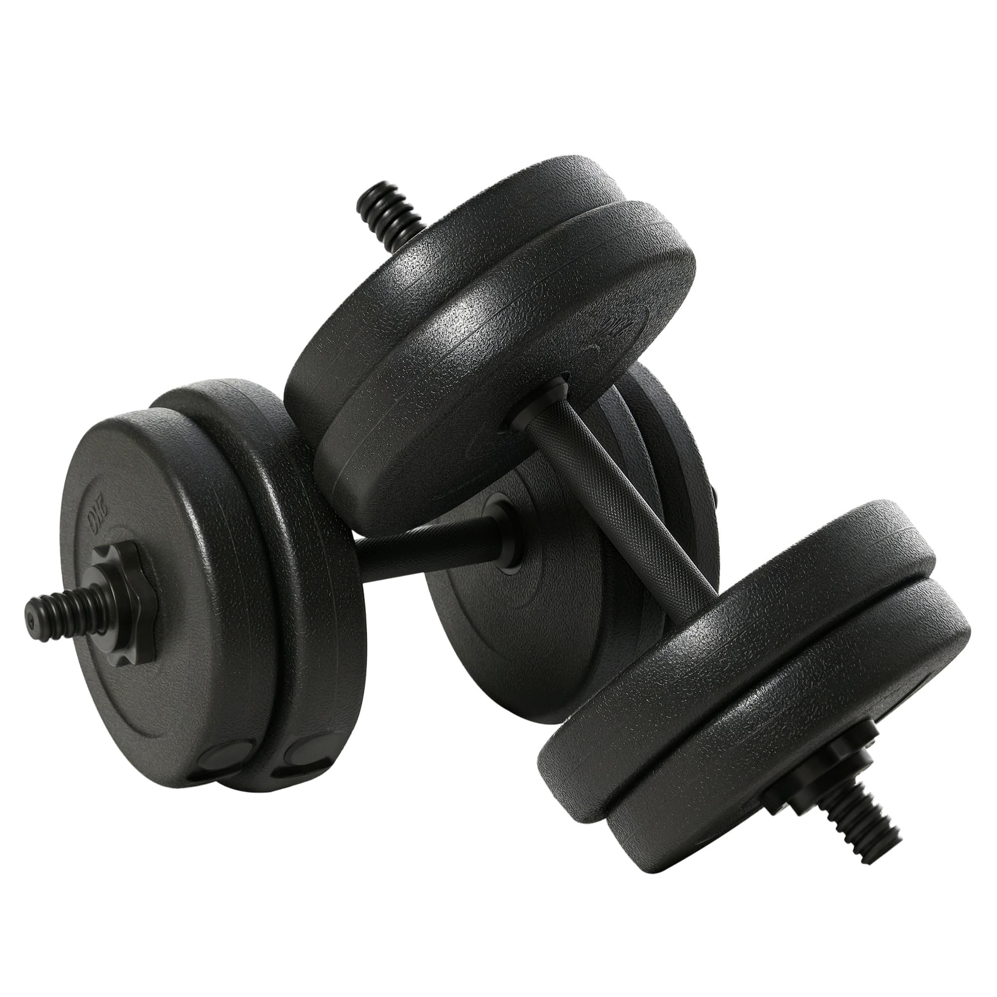 HOMCOM Ensemble d'haltères courtes total 20 Kg - barres incluses - acier HDPE noir