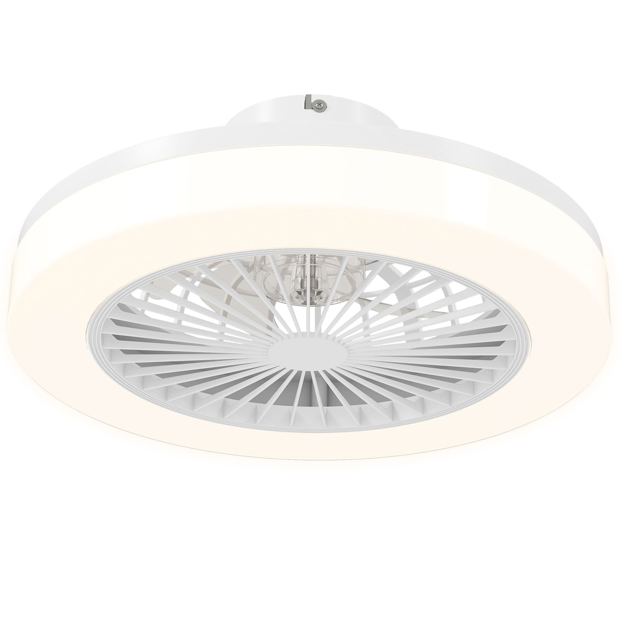 HOMCOM Ventilateur de plafond avec lumière et télécommande 6 vitesses, minuterie, luminosité réglable, blanc