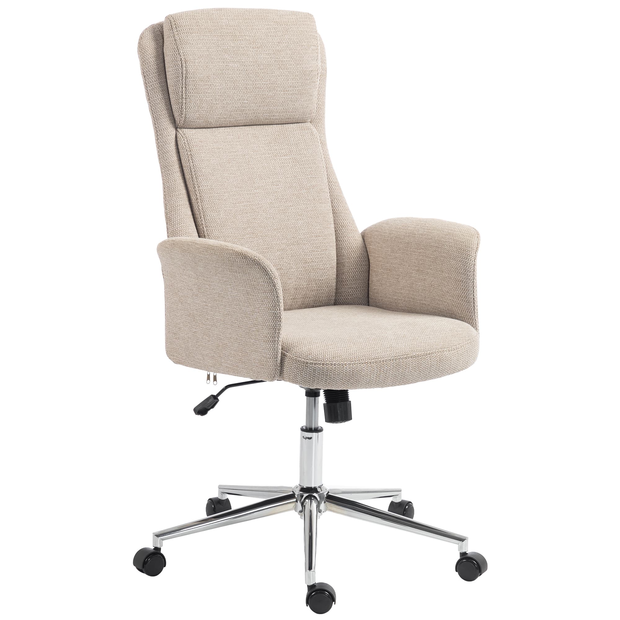 HOMCOM Chaise de bureau pivotante avec dossier haut en chenille beige