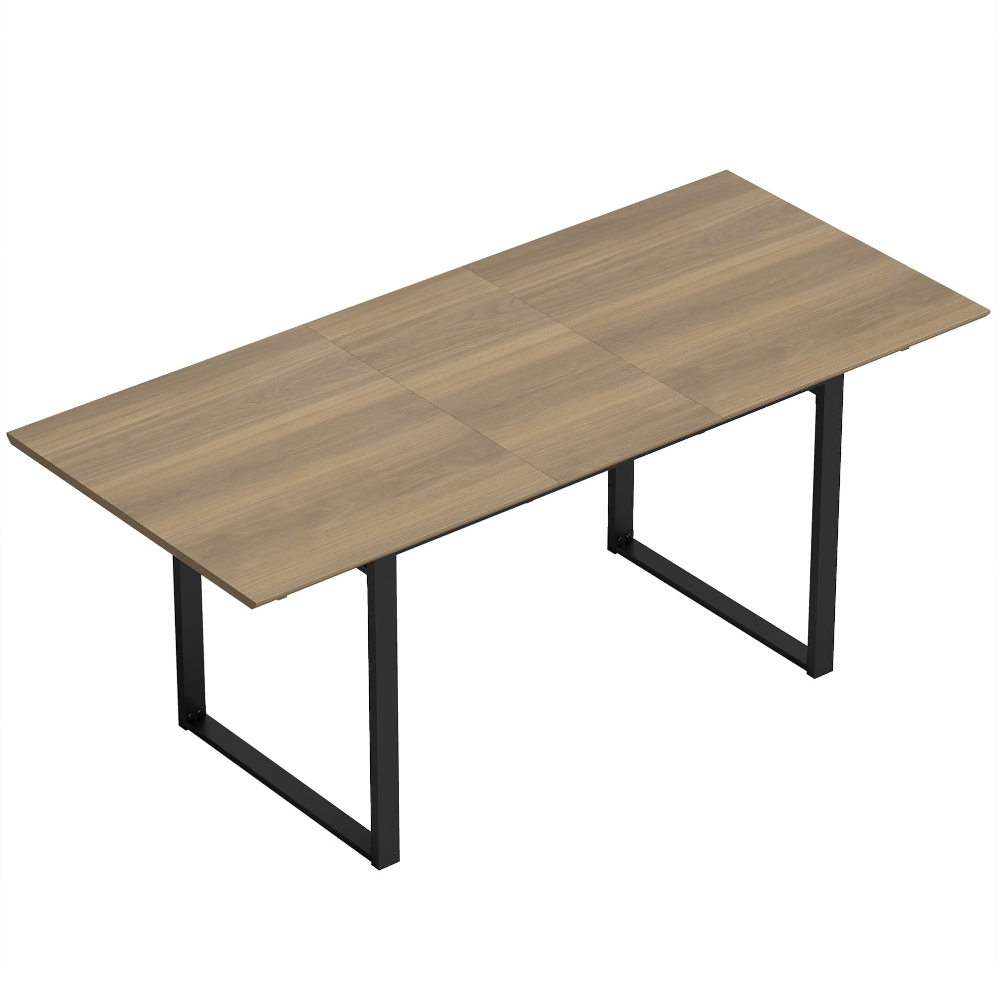 HOMCOM Table à manger extensible 140-180 cm pour 6-8 personnes, rectangulaire design industriel avec structure en acier, Marron