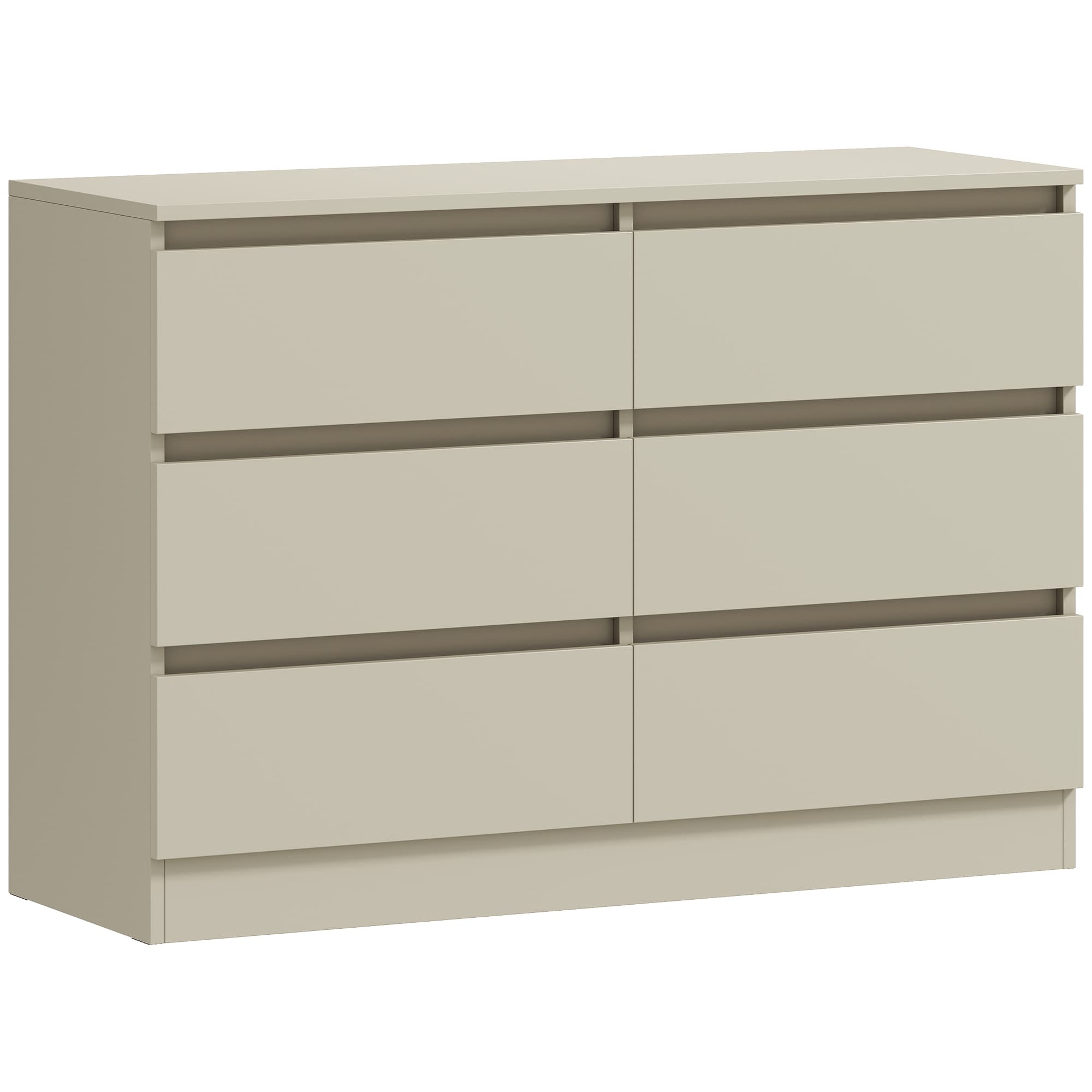 HOMCOM Commode 6 tiroirs Chiffonnier moderne, Support TV jusqu'à 119,38 cm 100x35x69 cm Marron clair