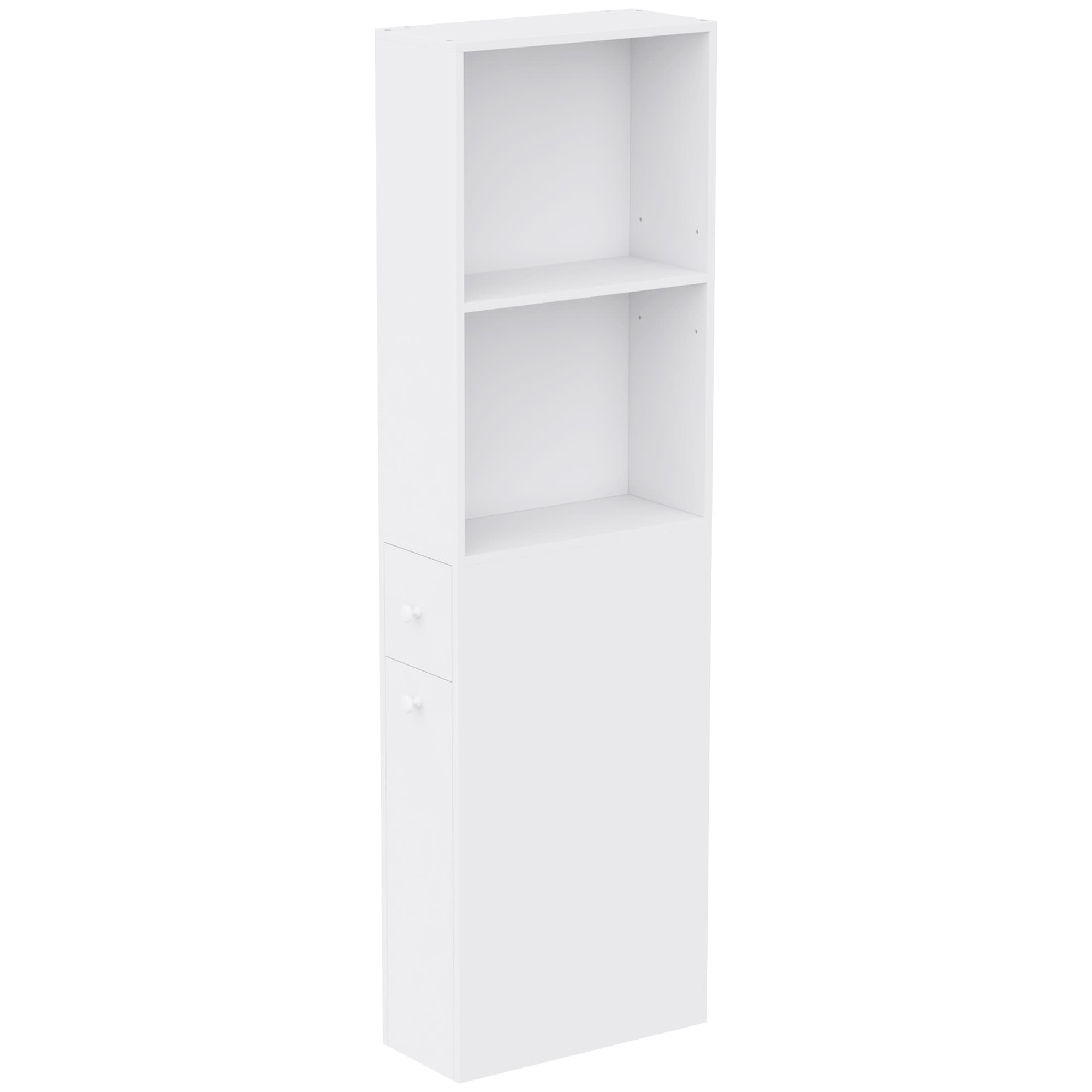 HOMCOM Meuble de Salle de Bains Slim Gain de Place avec Roulettes et Tiroir, Blanc