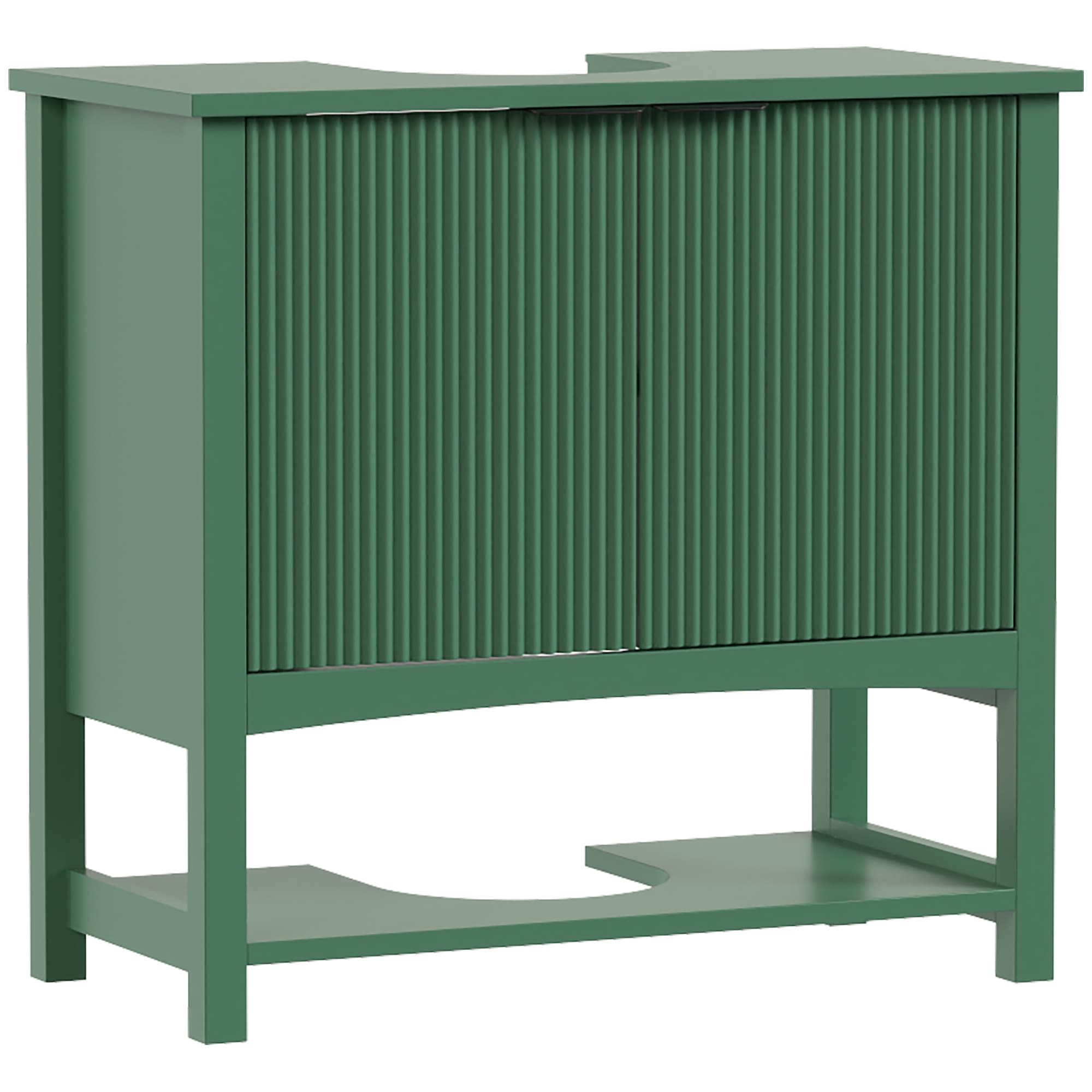 HOMCOM Meuble sous-lavabo pour lavabo à colonne avec porte et étagère, Vert intense