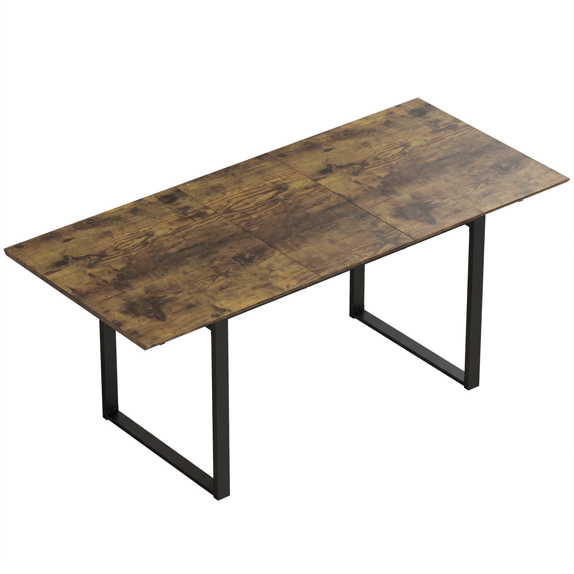 HOMCOM Table extensible 140-180 cm pour 6-8 personnes, rectangulaire, design industriel avec structure en acier, effet bois tigré