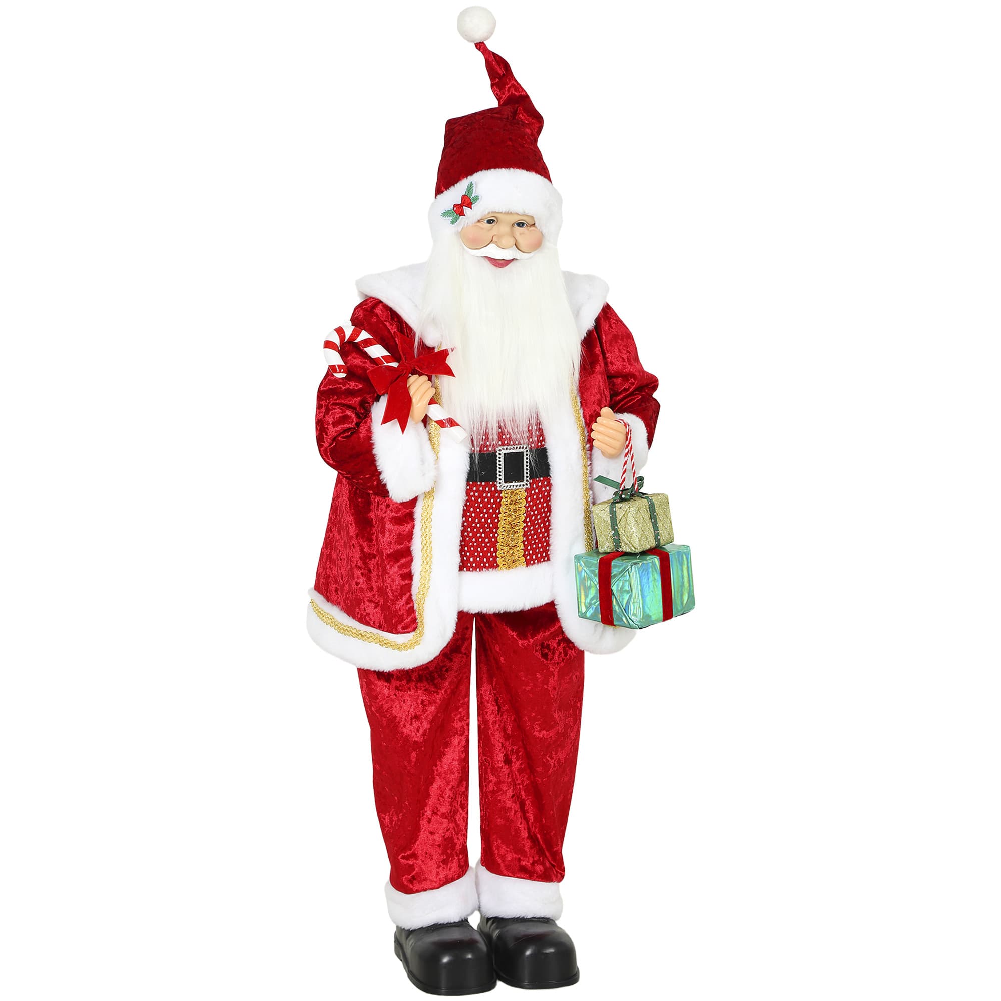 HOMCOM Père Noël Animé avec Musique et Mouvement 120 cm, Rosso