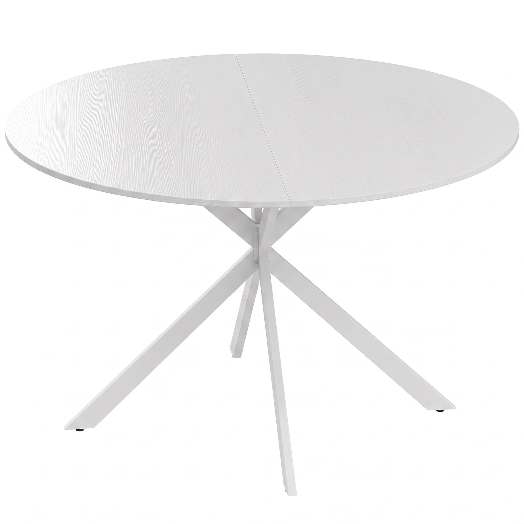 HOMCOM Table à manger ronde style industriel avec pieds croisés en acier, Ø120x75 cm, blanc