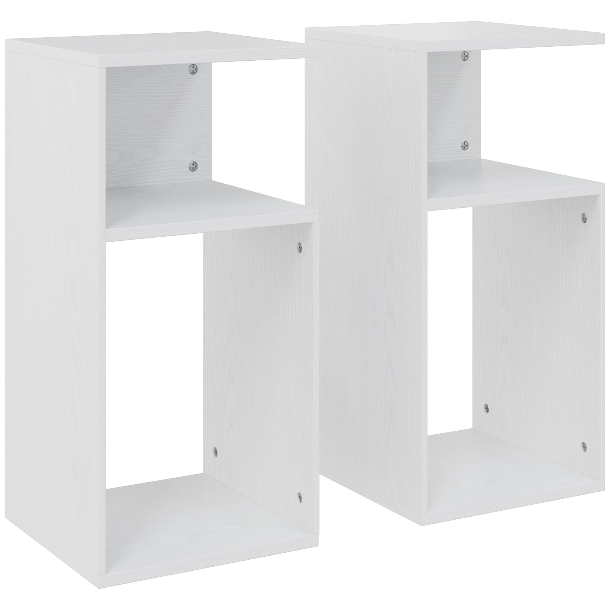 HOMCOM Set de 2 tables d'appoint modernes avec étagère ouverte, pour salon, chambre, bureau, blanc