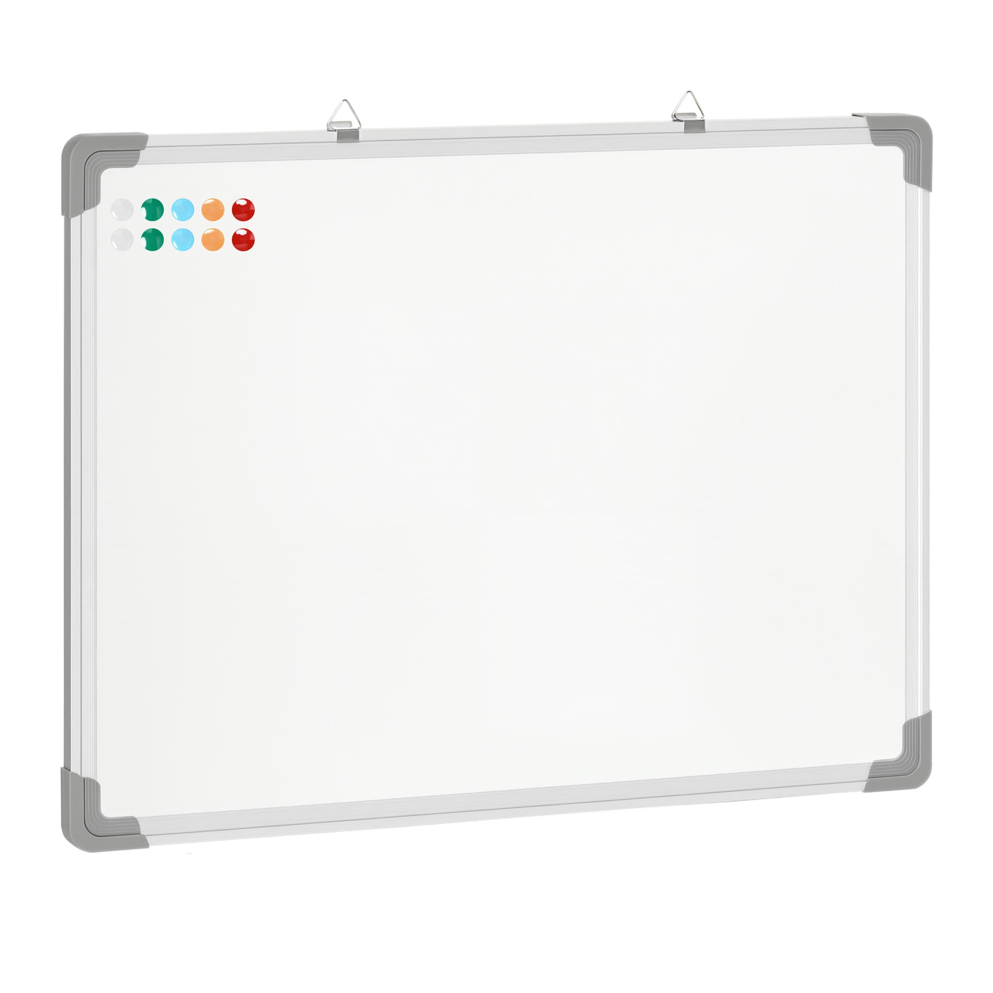 HOMCOM Tableau blanc tableau mural magnétique cadre aluminium 60 x 45 cm avec feutres, effaceur et aimants