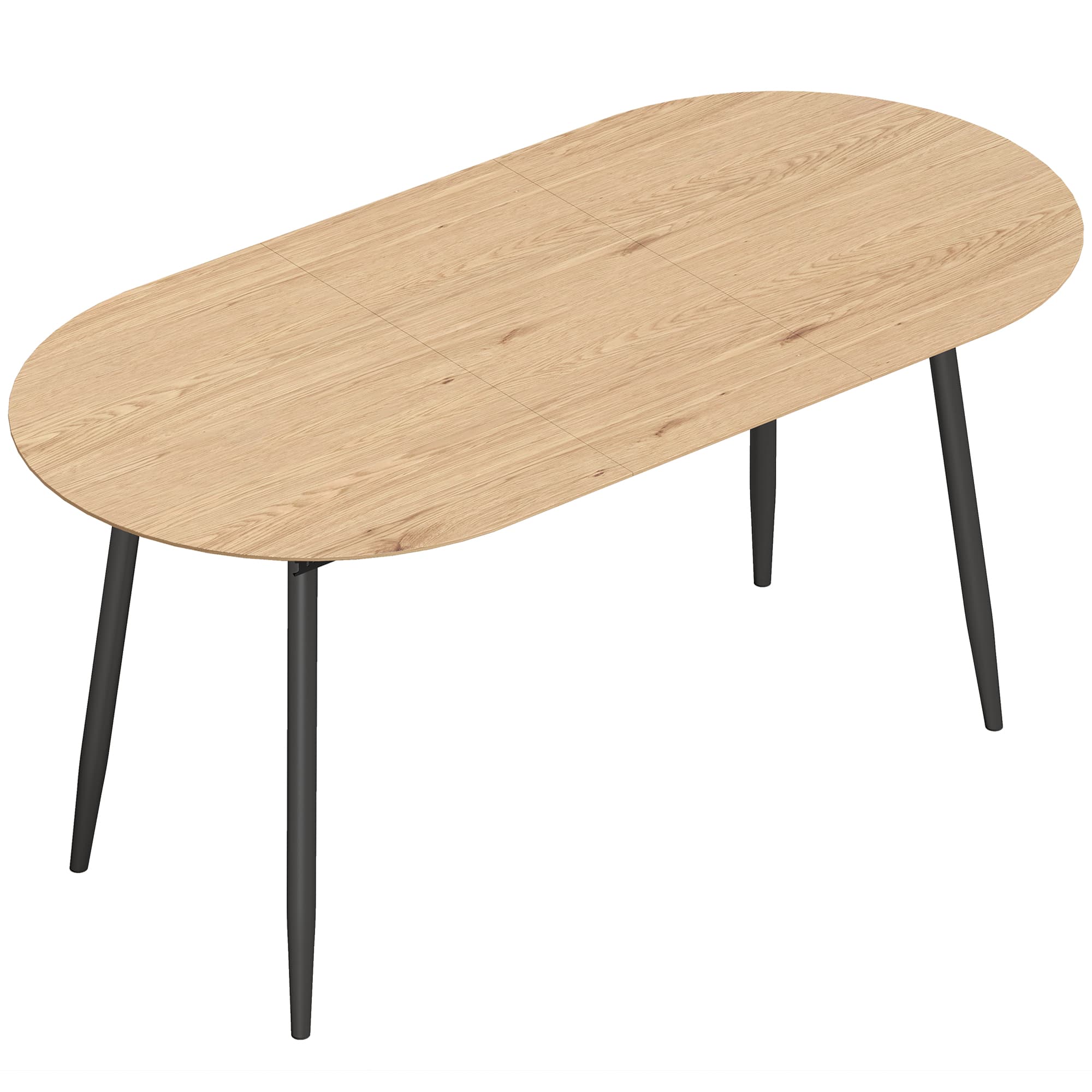 HOMCOM Table à manger extensible ovale pour 4 à 6 personnes, table de cuisine 120-160 cm, bords arrondis, chêne