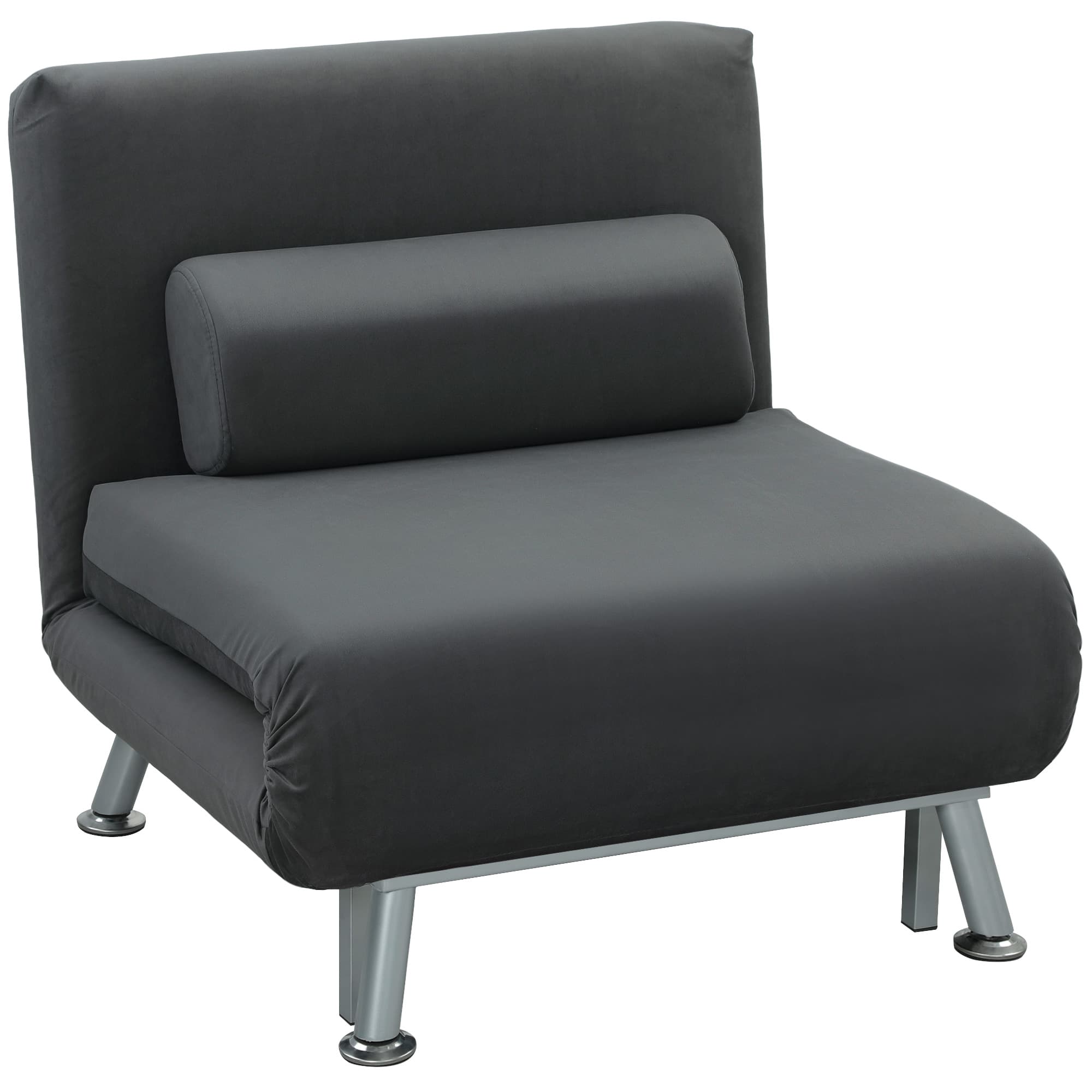 HOMCOM Fauteuil convertible 3 en 1 chauffeuse lit 1 place avec coussin gris foncé