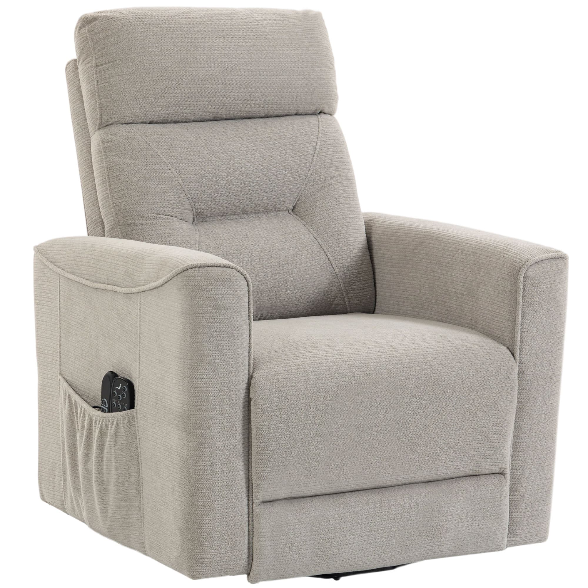 HOMCOM Fauteuil Releveur Électrique Massage Vibration et Chaleur, Fauteuil Relax Électrique, Dossier Inclinable, Chenille, Gris