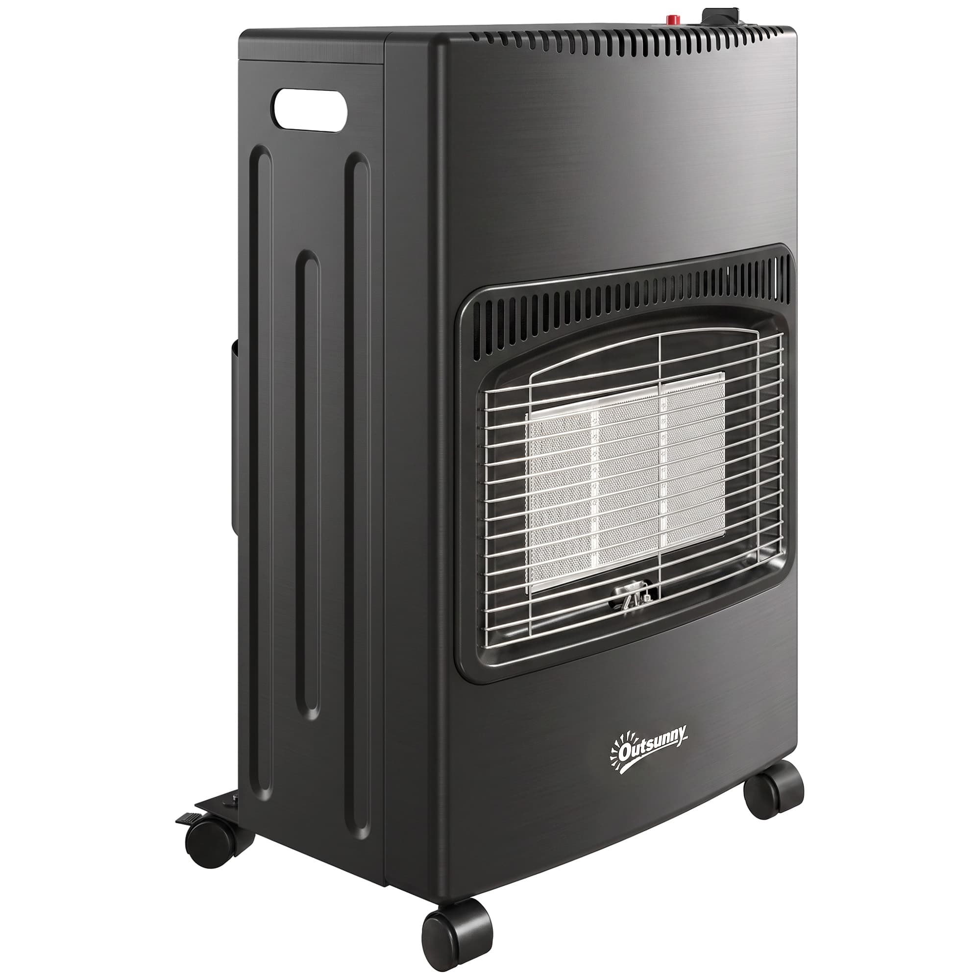 Outsunny Chauffage au Gaz Poêle à Gaz 4200W Infrarouge Pliable 3 Puissances Système ODS Anti-Basculement Housse 46x42x75cm Noir
