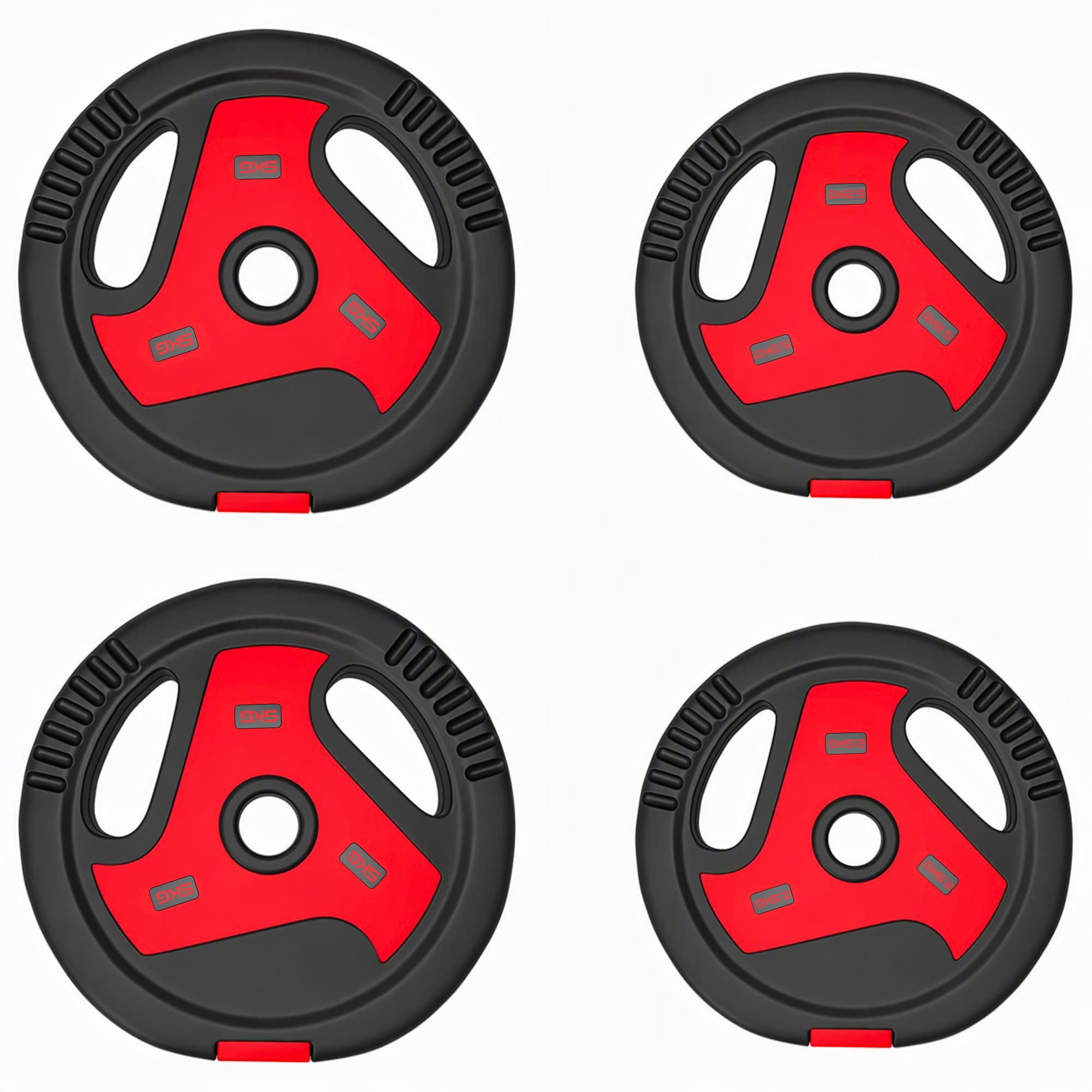 SPORTNOW Lot de 4 disques 2 x 5/2,5 kg, set de disques avec poignées, Noir+Rouge