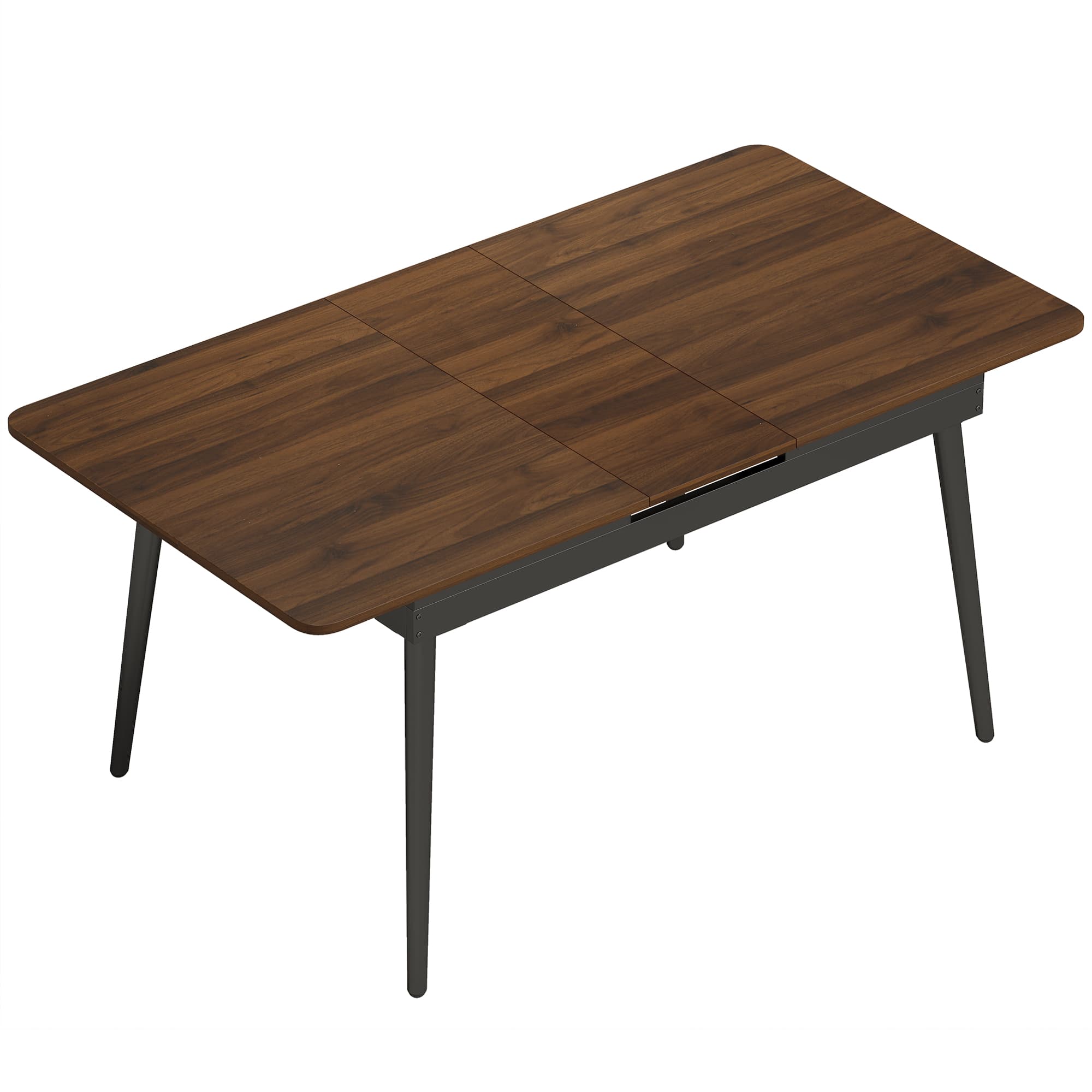 HOMCOM Table à Manger Extensible Rectangle pour 4 à 6 Personnes, Table de Cuisine 130-160 cm avec Coins Arrondis, Noyer Clair