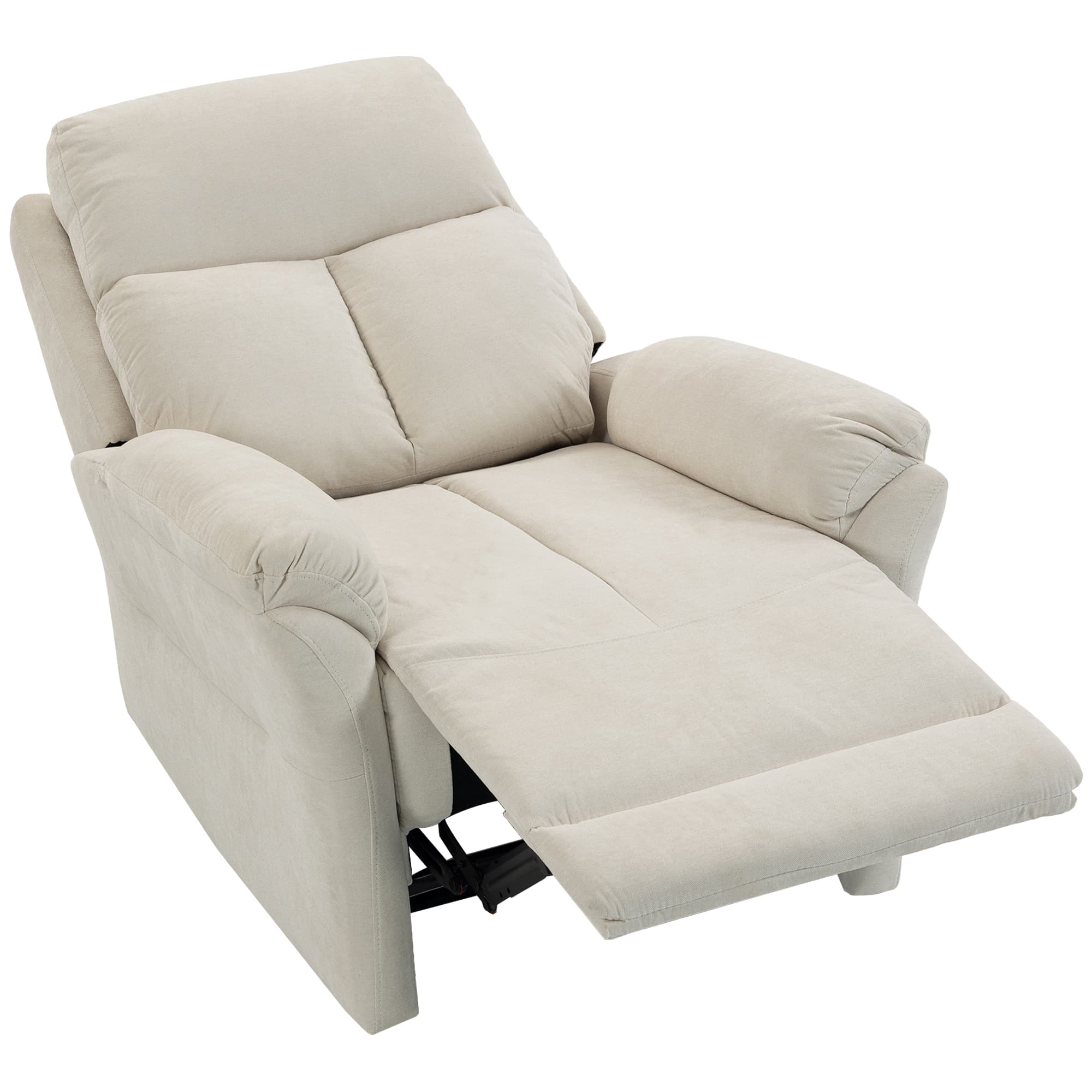HOMCOM Fauteuil inclinable manuel gain de place avec repose-pieds en velours crème