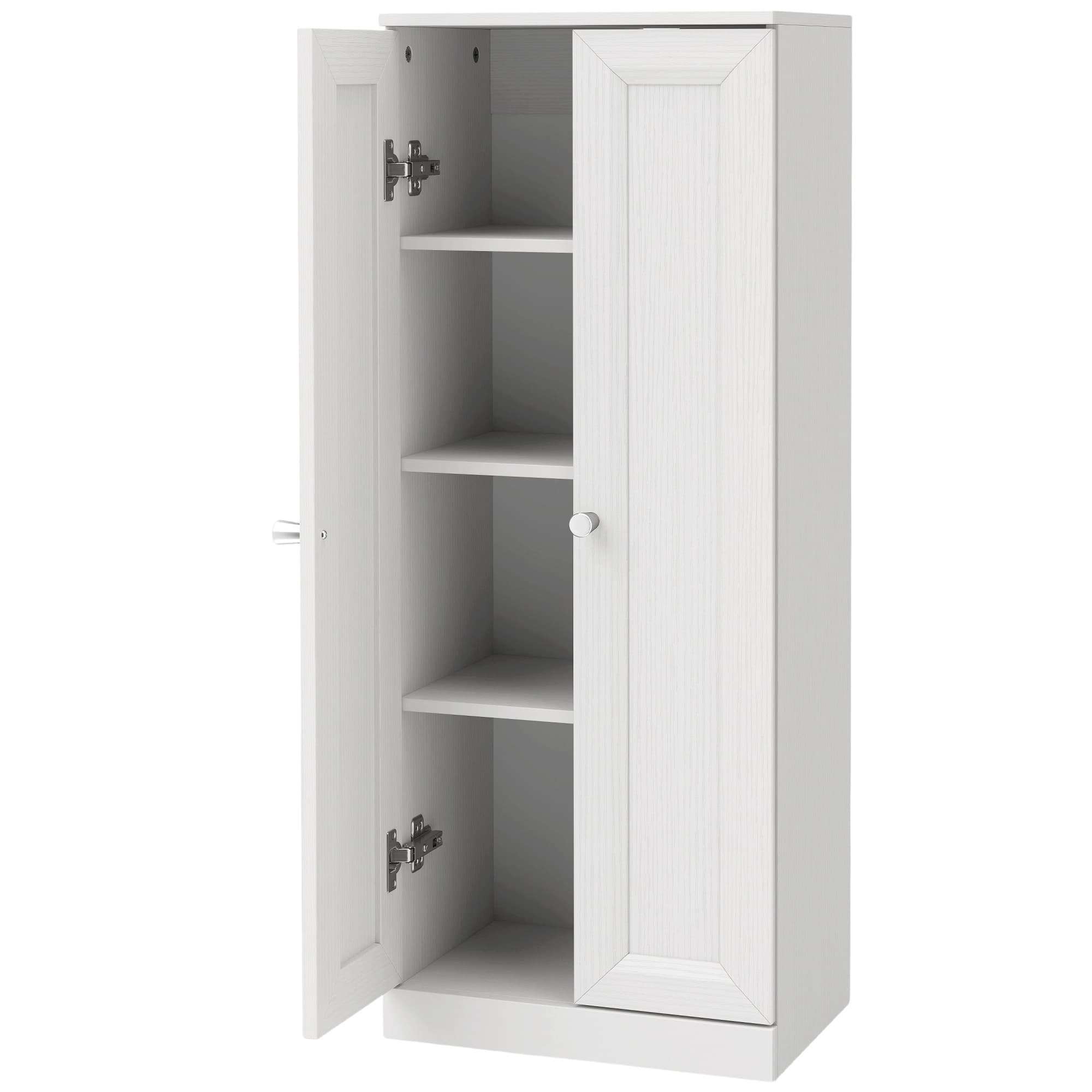 HOMCOM Meuble de Salle de Bain Étroit, Meuble de Rangement Sur Pied avec 2 Portes et 3 Étagères, pour Salon, Chambre, Blanc