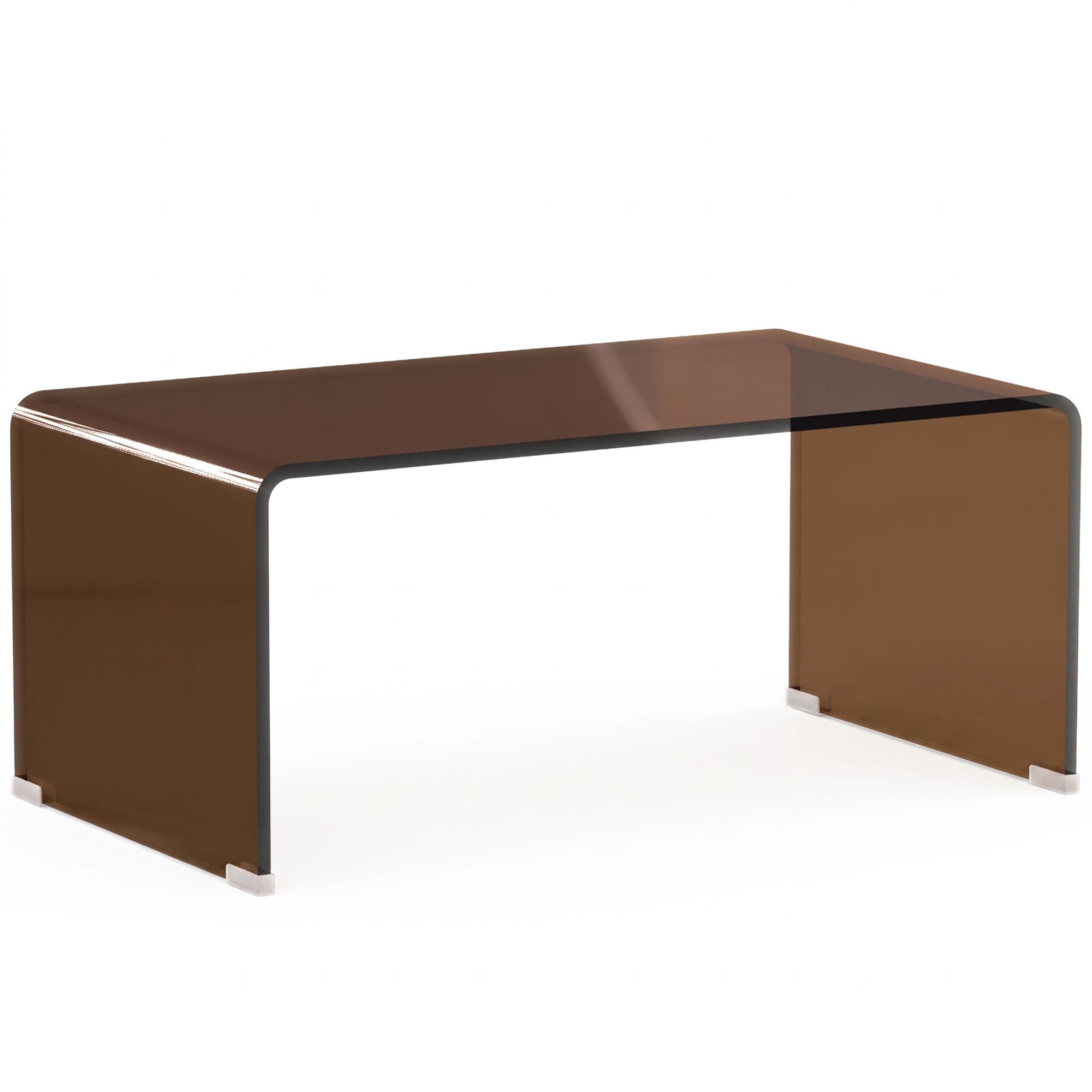 HOMCOM Table Basse en Verre, Table de Salon Rectangulaire Design Moderne avec Bords Arrondis Sûrs, Marron Transparent
