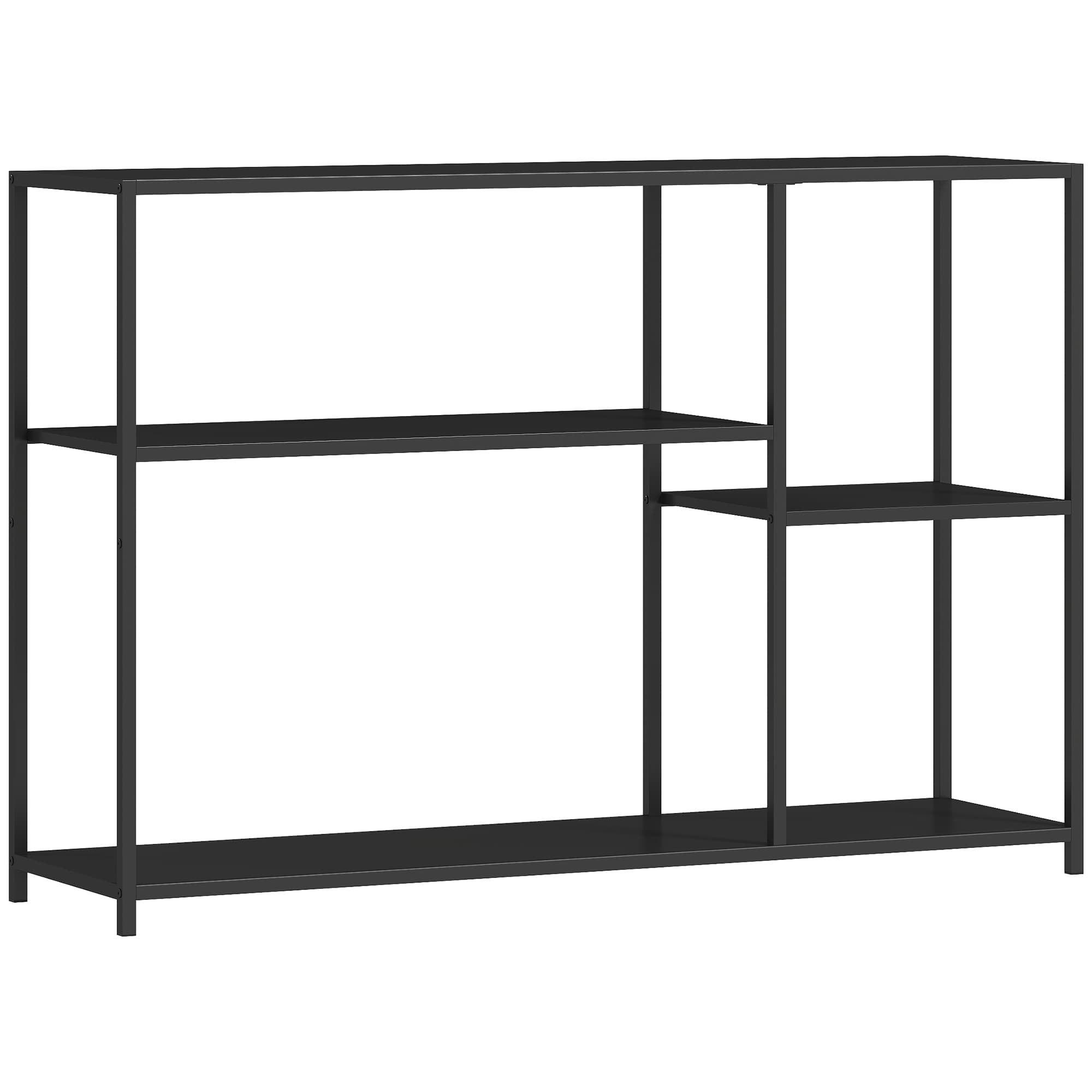 HOMCOM Console meuble étroite à 4 niveaux style industriel cadre en acier, 110 x 30 x 75 cm, noir