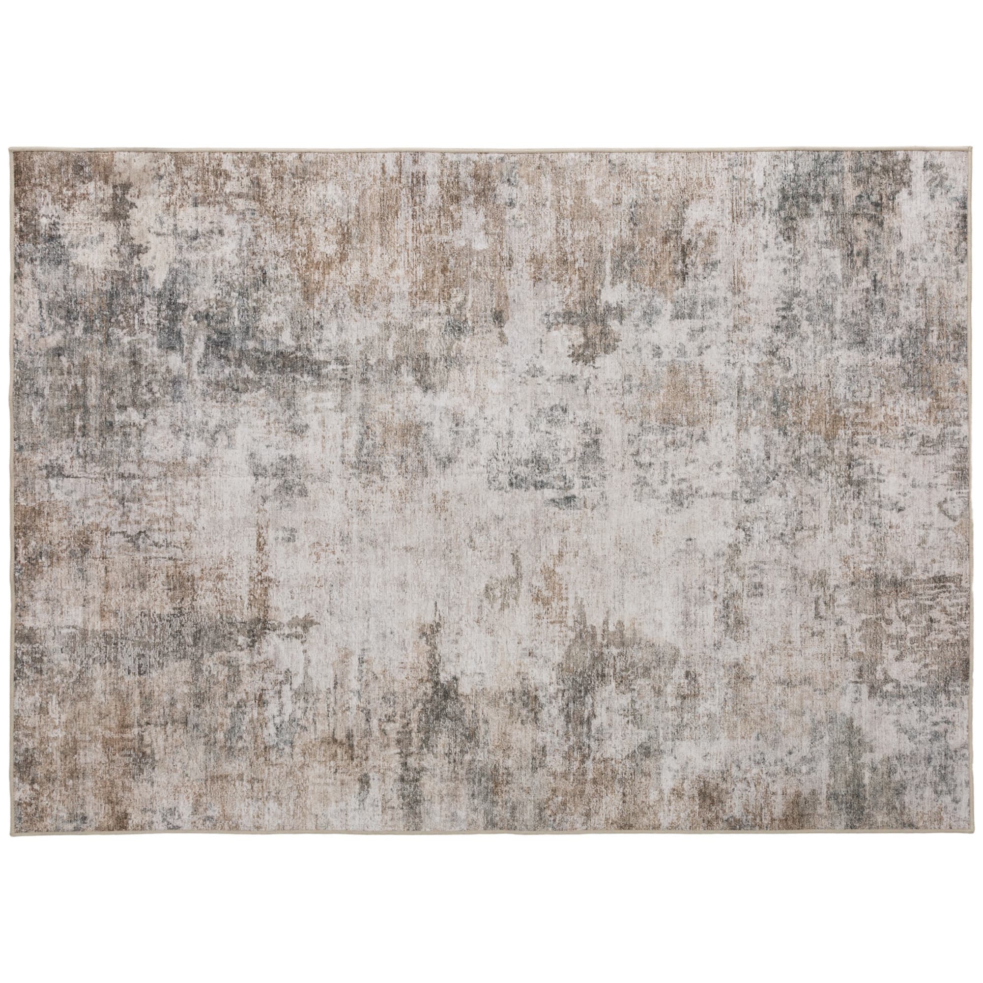HOMCOM Tapis de salon, polyester, motif artistique moderne, lavable, Brun